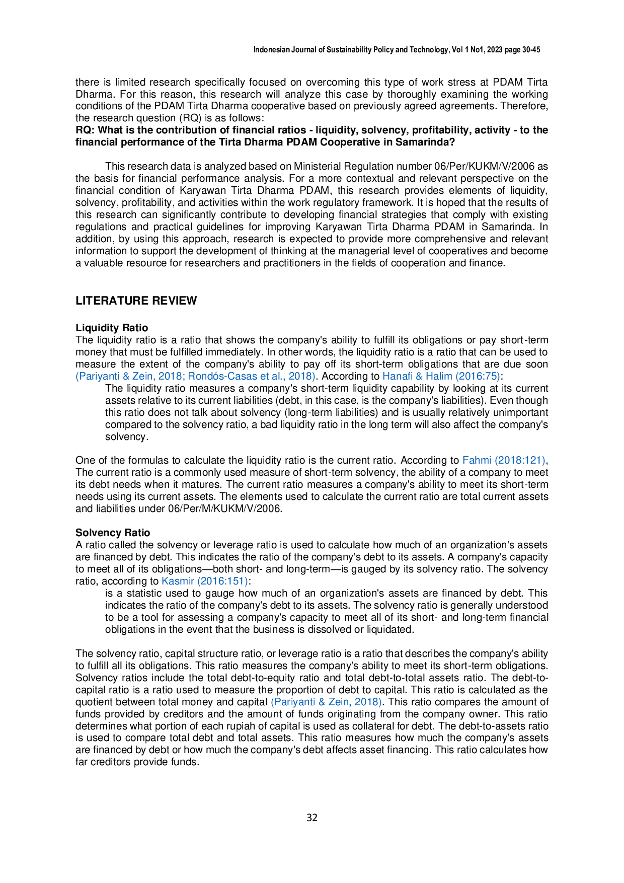 JURIS Cooperative Financial Performance Analysis Of Liquidity Solvency Profitability And Activity Ratios