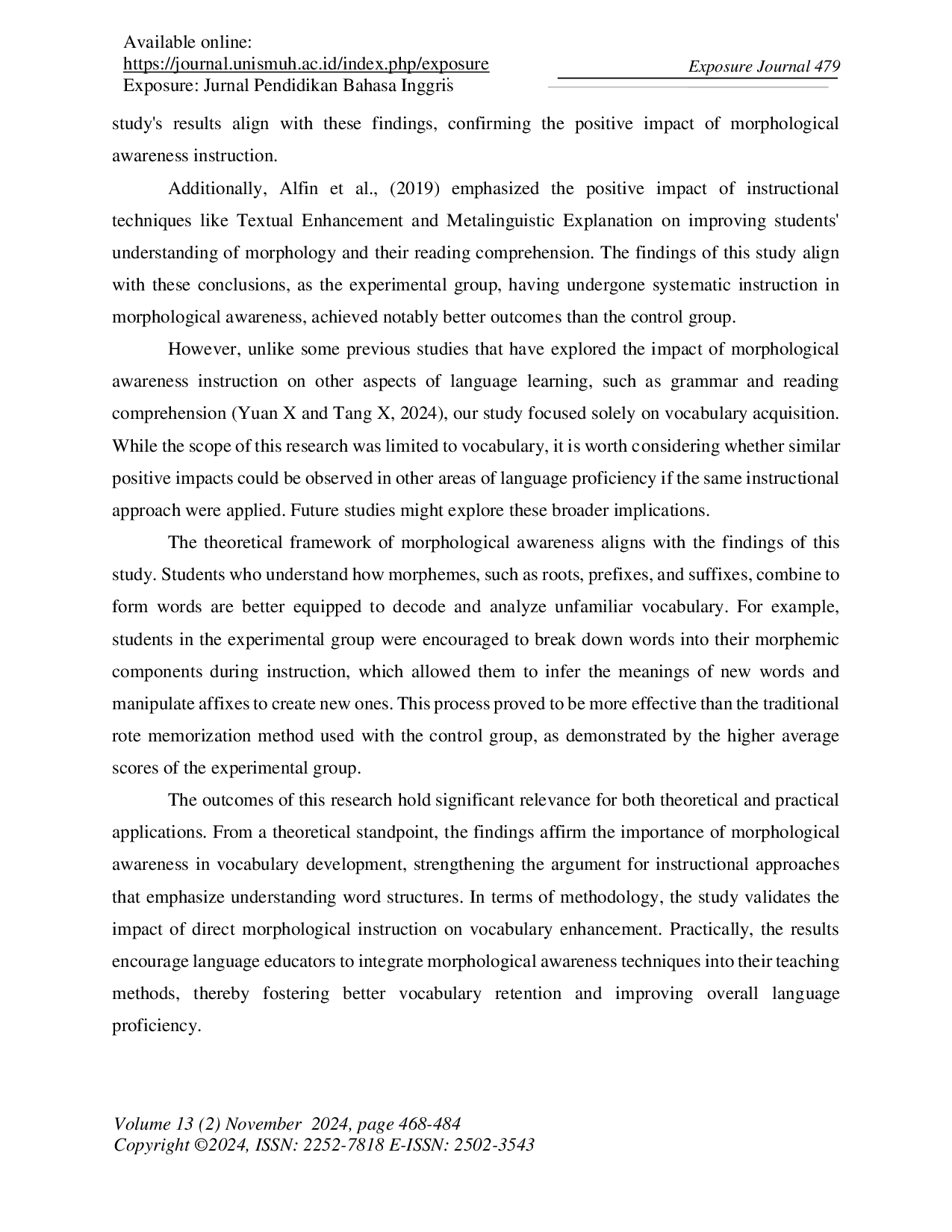 JURIS Effective Morphological Awareness Instruction for Enhancing Vocabulary Acquisition in EFL Students A Study at AKM Islamic Senior High School