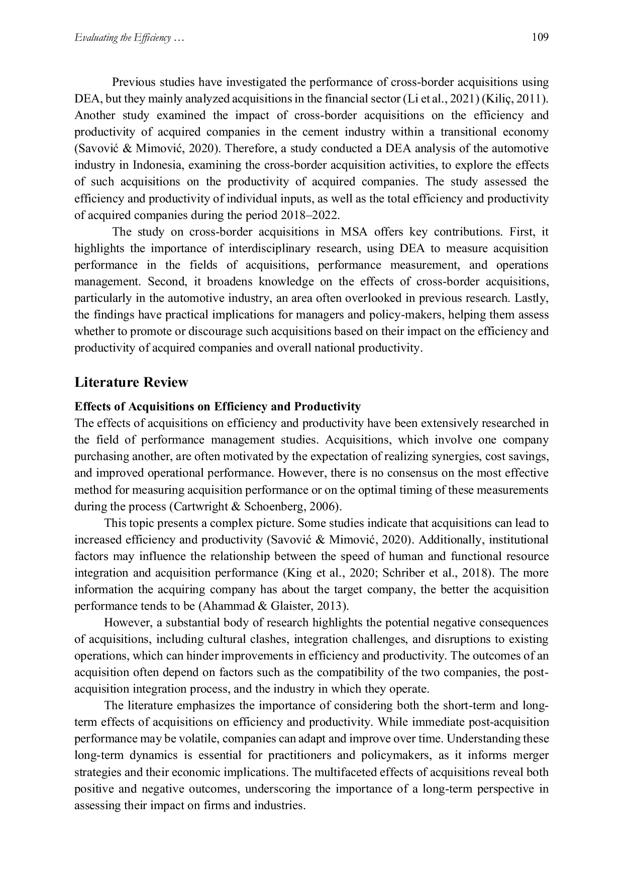 JURIS Evaluating the Efficiency and Productivity Effects of Cross Border Acquisitions Using Data Envelopment Analysis DEA
