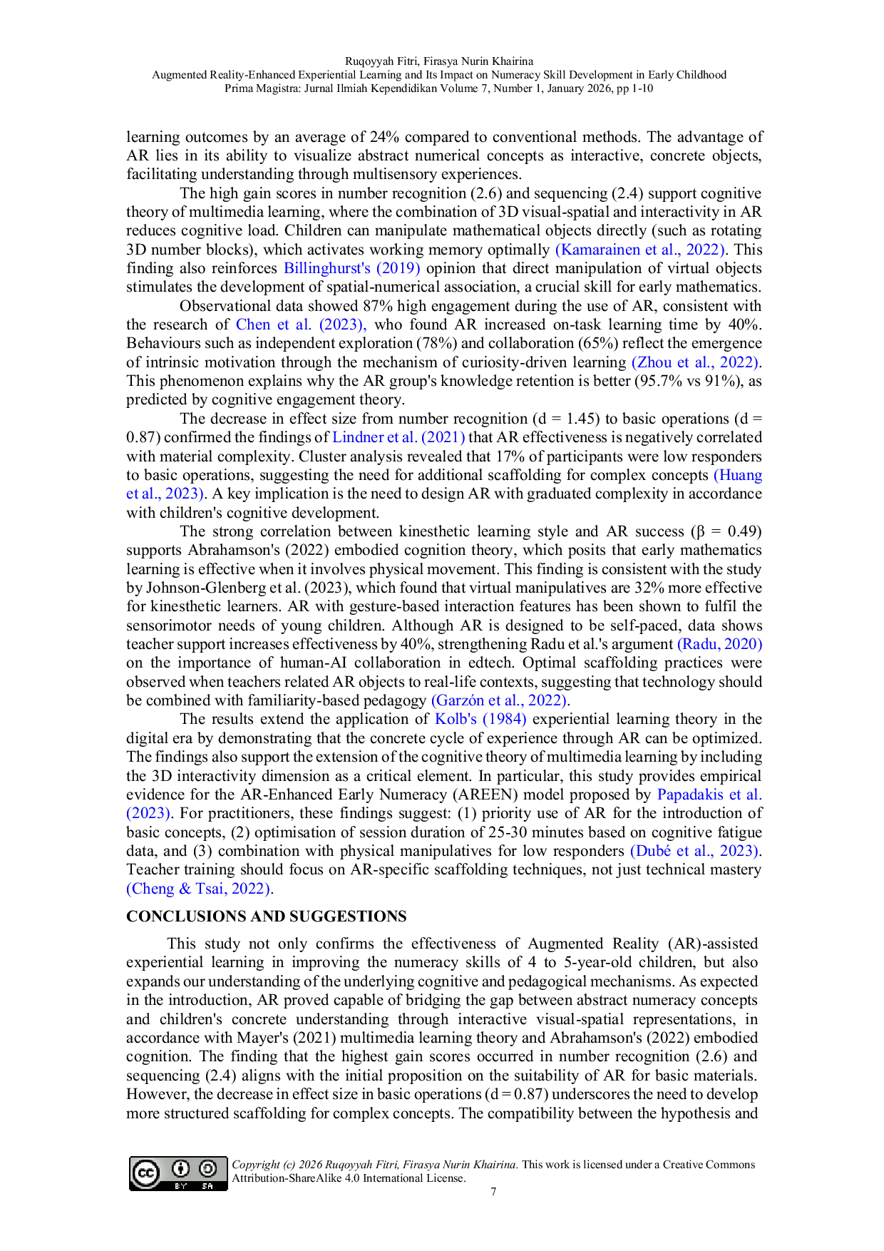 JURIS Augmented Reality Enhanced Experiential Learning and Its Impact on Numeracy Skill Development in Early Childhood
