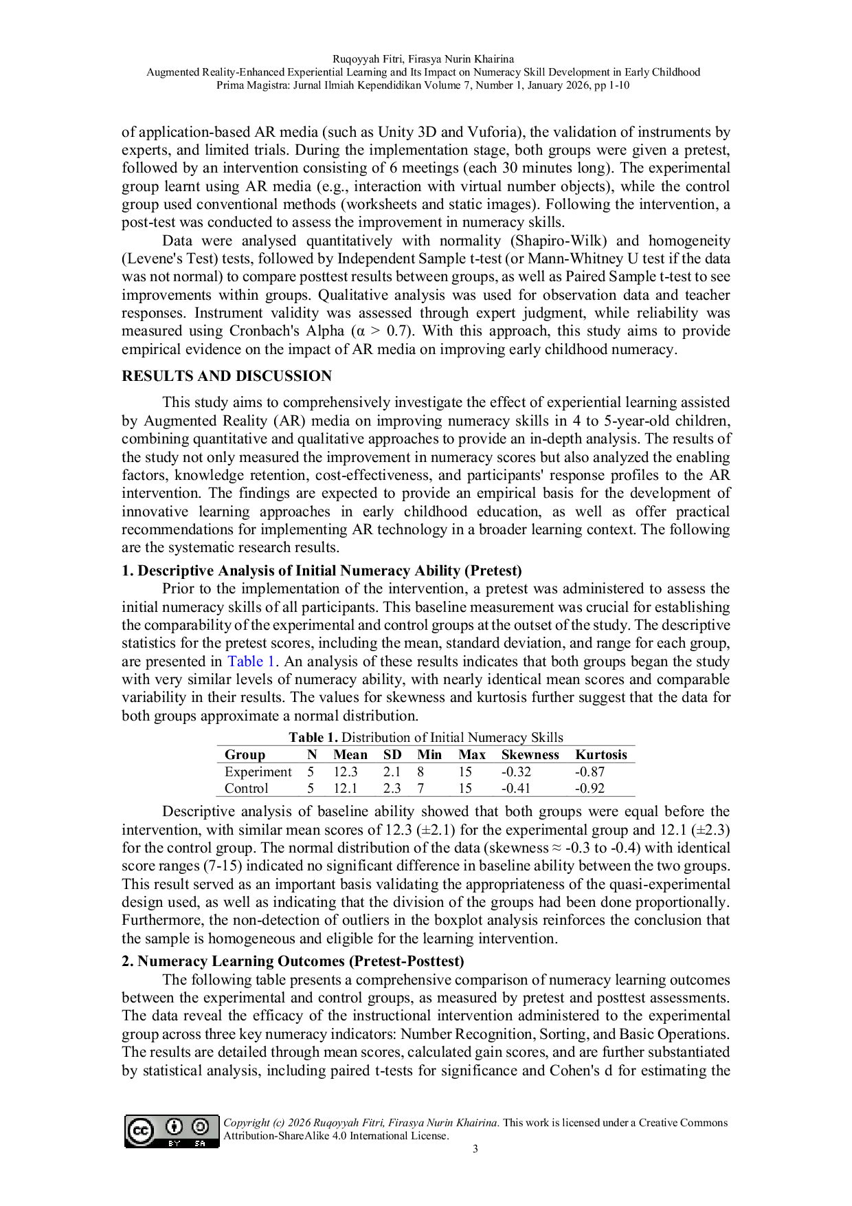 JURIS Augmented Reality Enhanced Experiential Learning and Its Impact on Numeracy Skill Development in Early Childhood