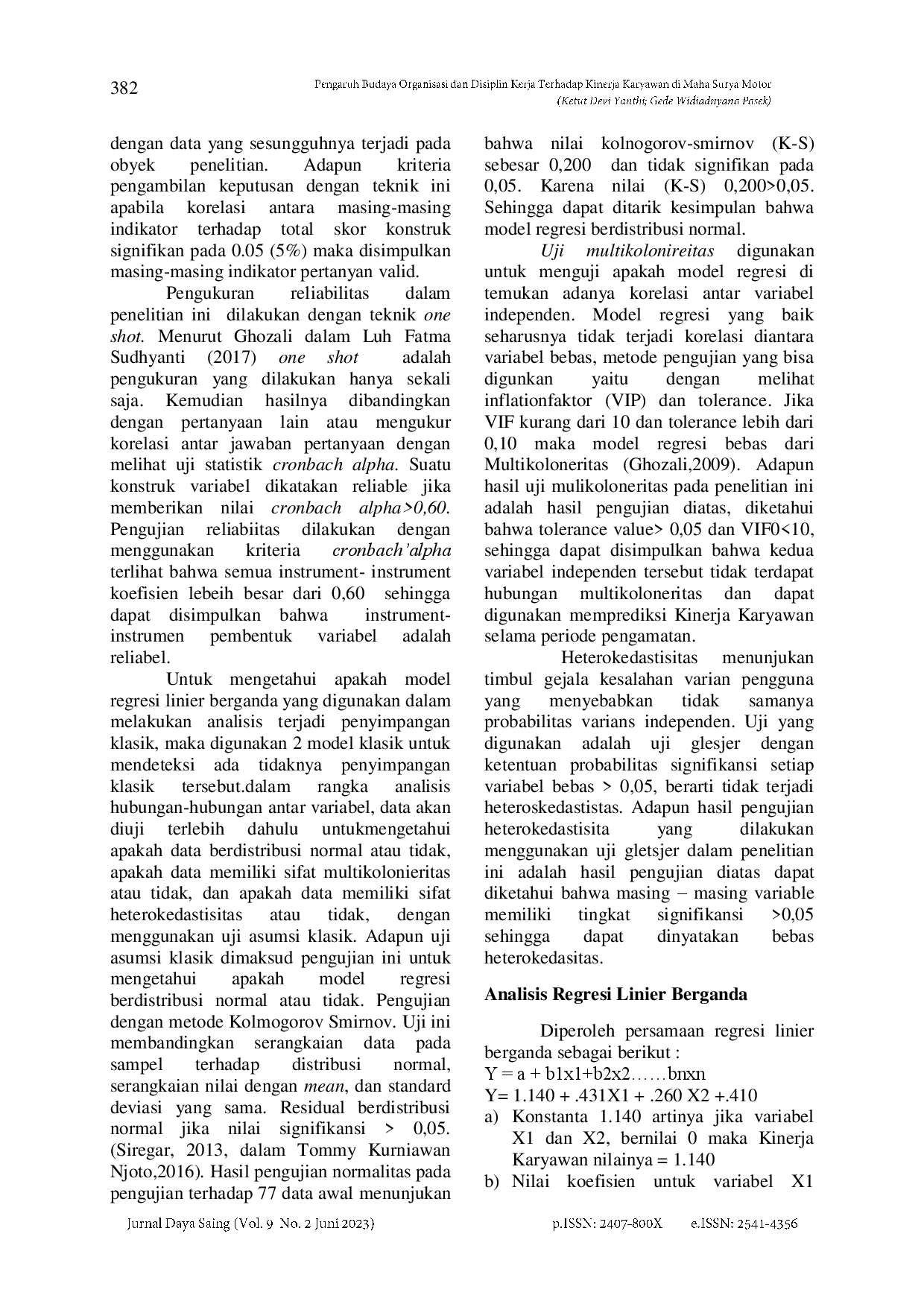 juris Pengaruh Budaya Organisasi Dan Disiplin Kerja Terhadap Kinerja Karyawan Di Maha Surya Motor