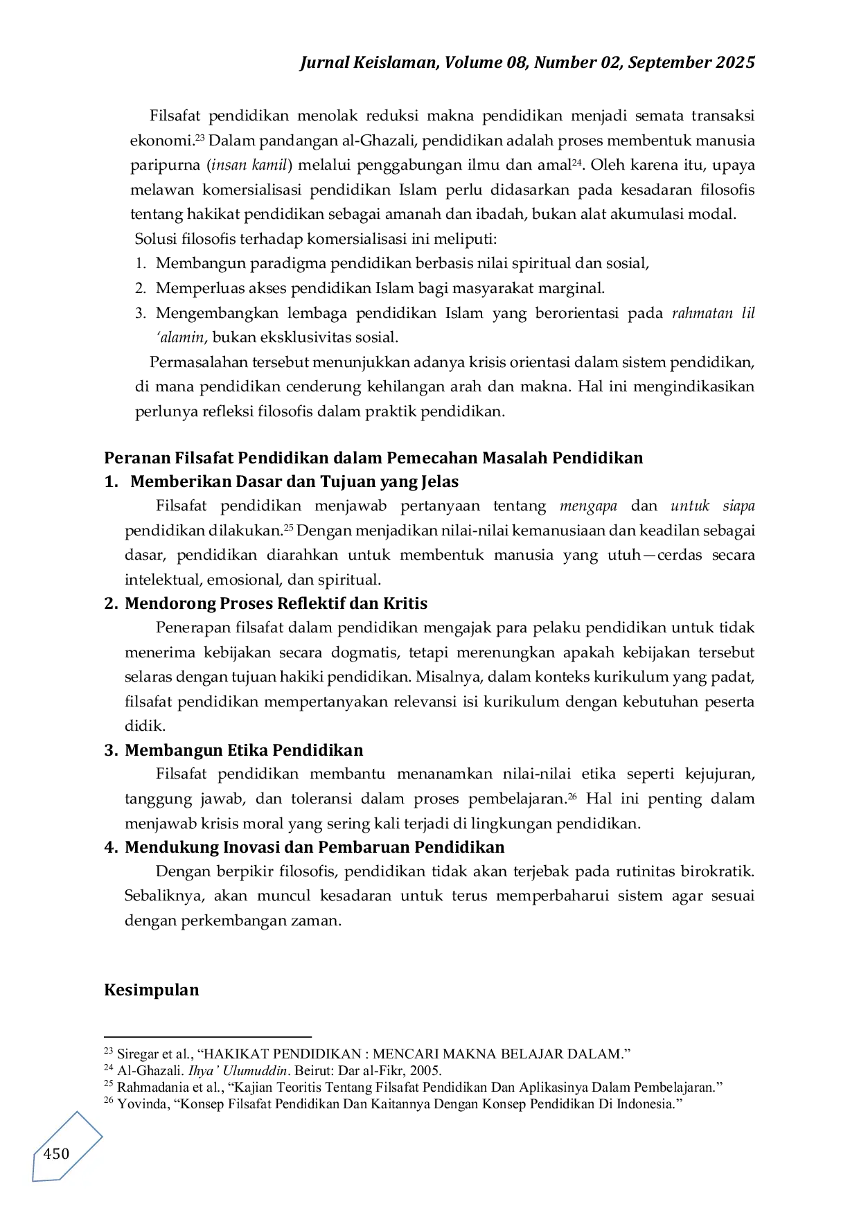 JURIS Peranan Filsafat Pendidikan dalam Pemecahan Problematika Pendidikan Islam