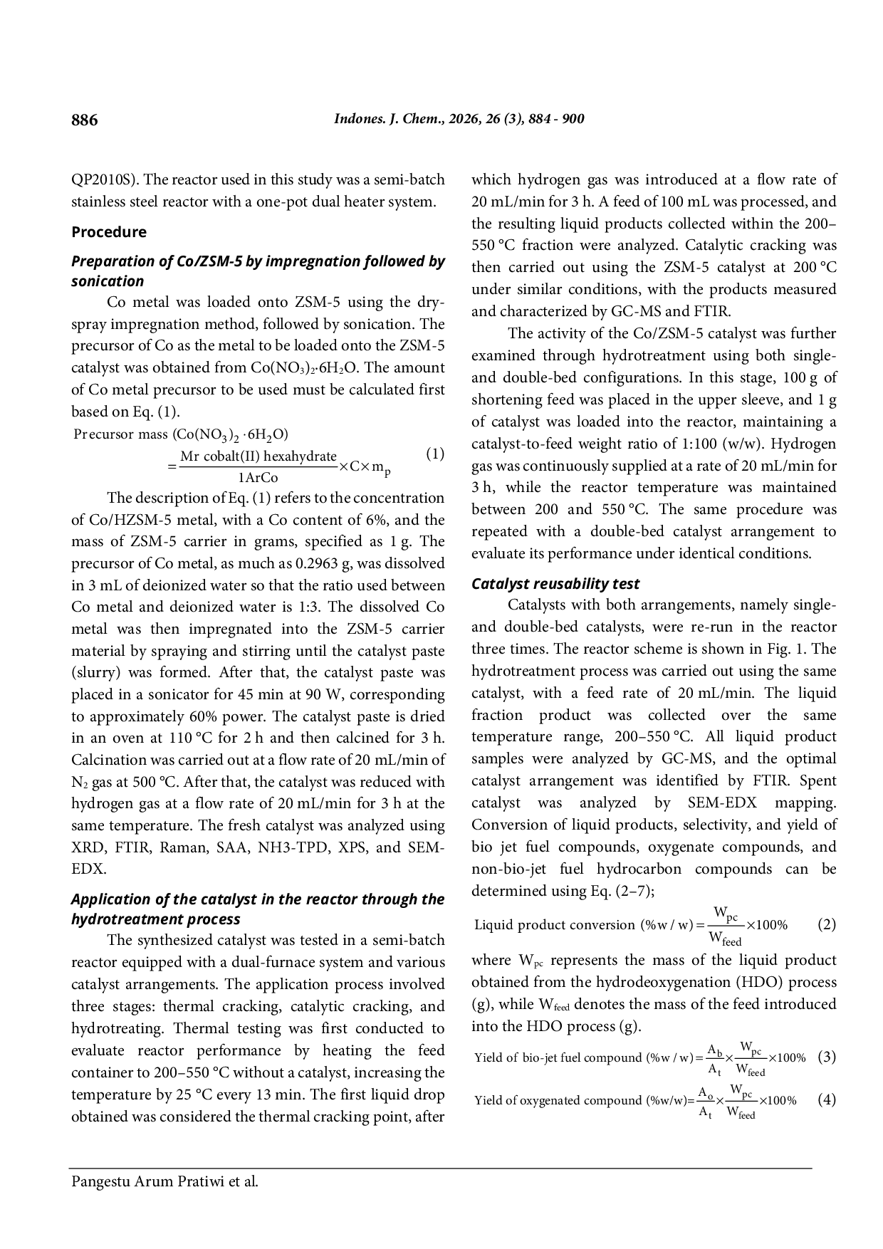 JURIS Effect of Catalyst Bed Arrangement on the Conversion of Processed Palm Oil into Bio Jet Fuel Using Co ZSM 5 Catalyst