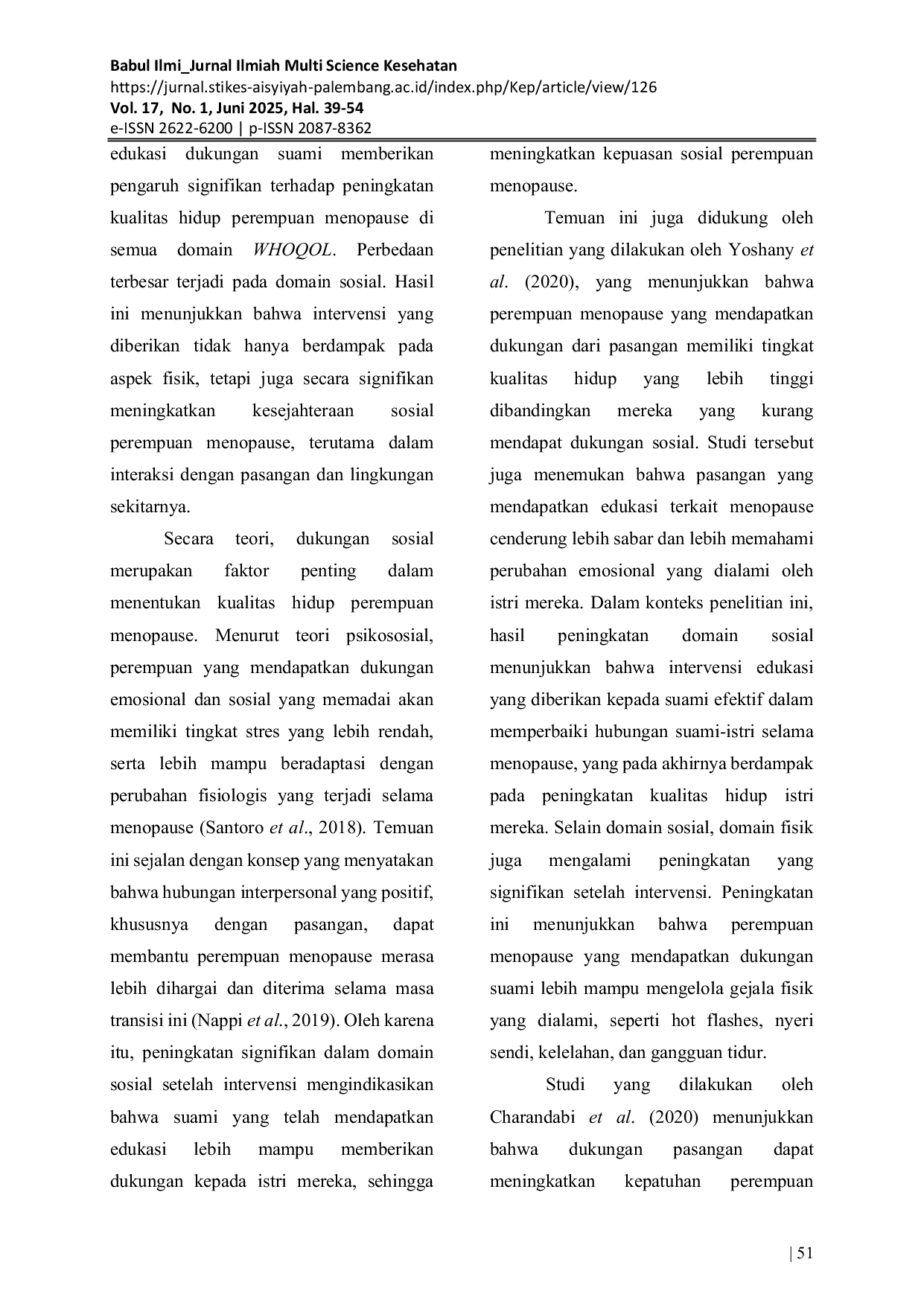 JURIS Pengaruh Edukasi Dukungan Suami Terhadap Kualitas Hidup Perempuan Menopause