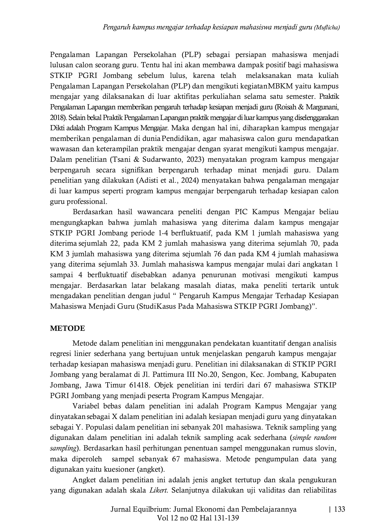 JURIS Pengaruh kampus mengajar terhadap kesiapan mahasiswa menjadi guru