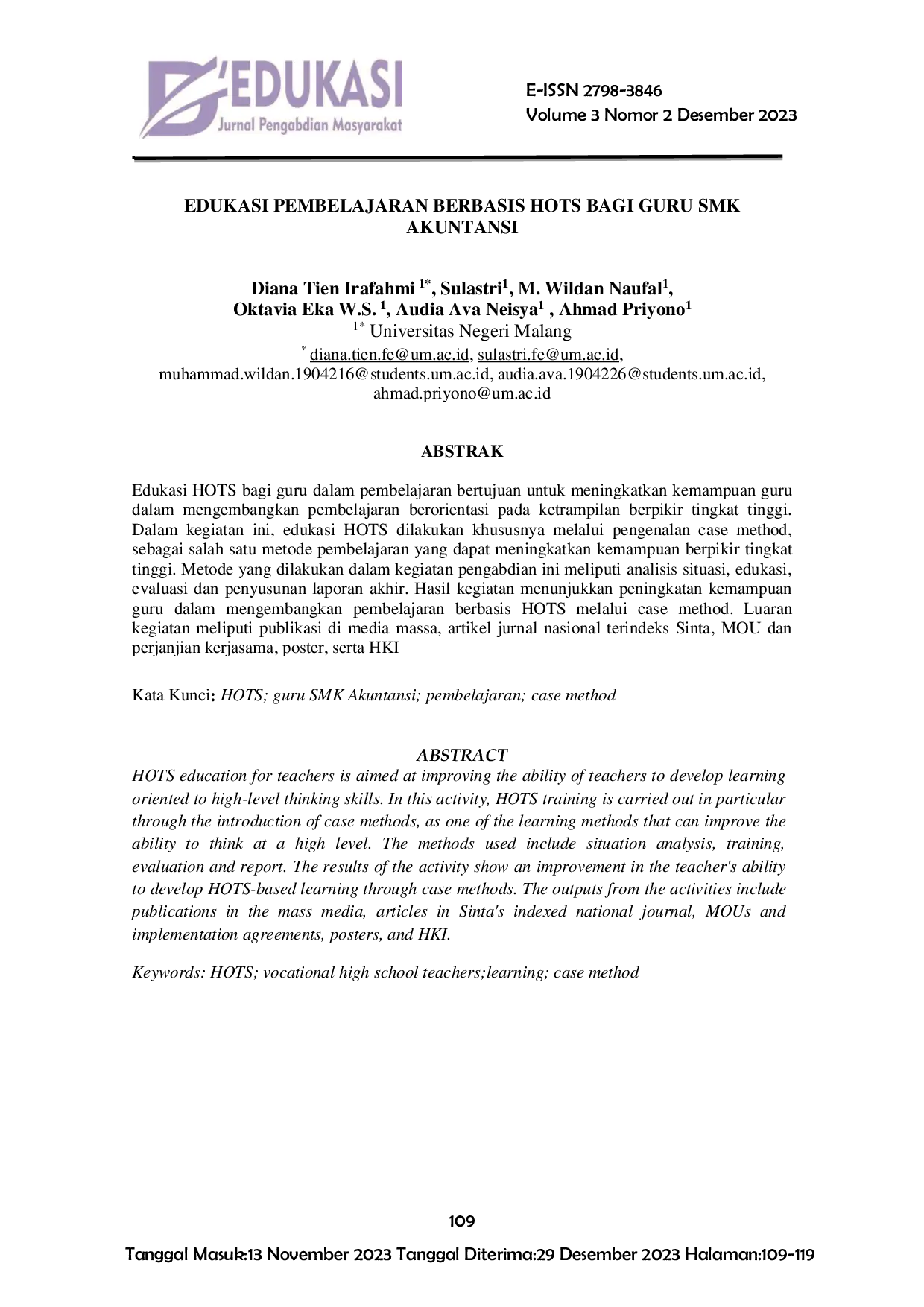 JURIS Edukasi Pembelajaran Berbasis HOTS Bagi Guru SMK Akuntansi