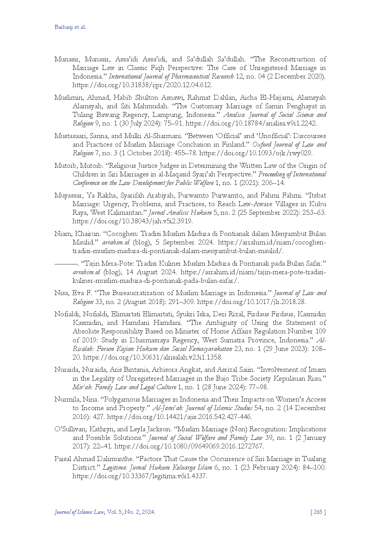juris Legal Non Compliance and Kiai Hegemony The Practice of Unregistered Marriages among the Madurese Muslim Community of Kubu Raya
