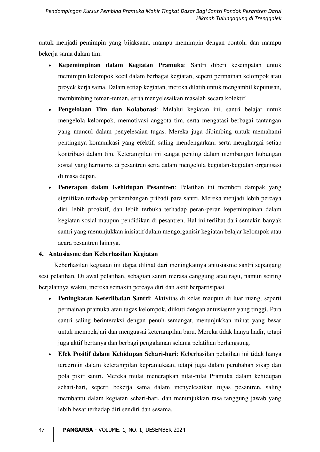 JURIS Pendampingan Kursus Pembina Pramuka Mahir Tingkat Dasar Bagi Santri Pondok Pesantren Darul Hikmah Tulungagung di Trenggalek