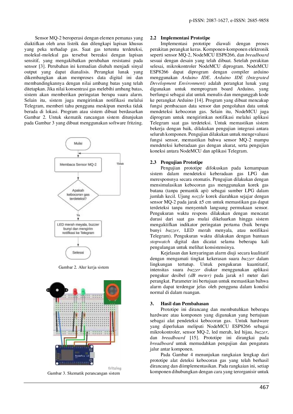 JURIS Perancangan Prototipe Deteksi Kebocoran Gas dengan Sensor MQ2 dan NodeMCU ESP8266