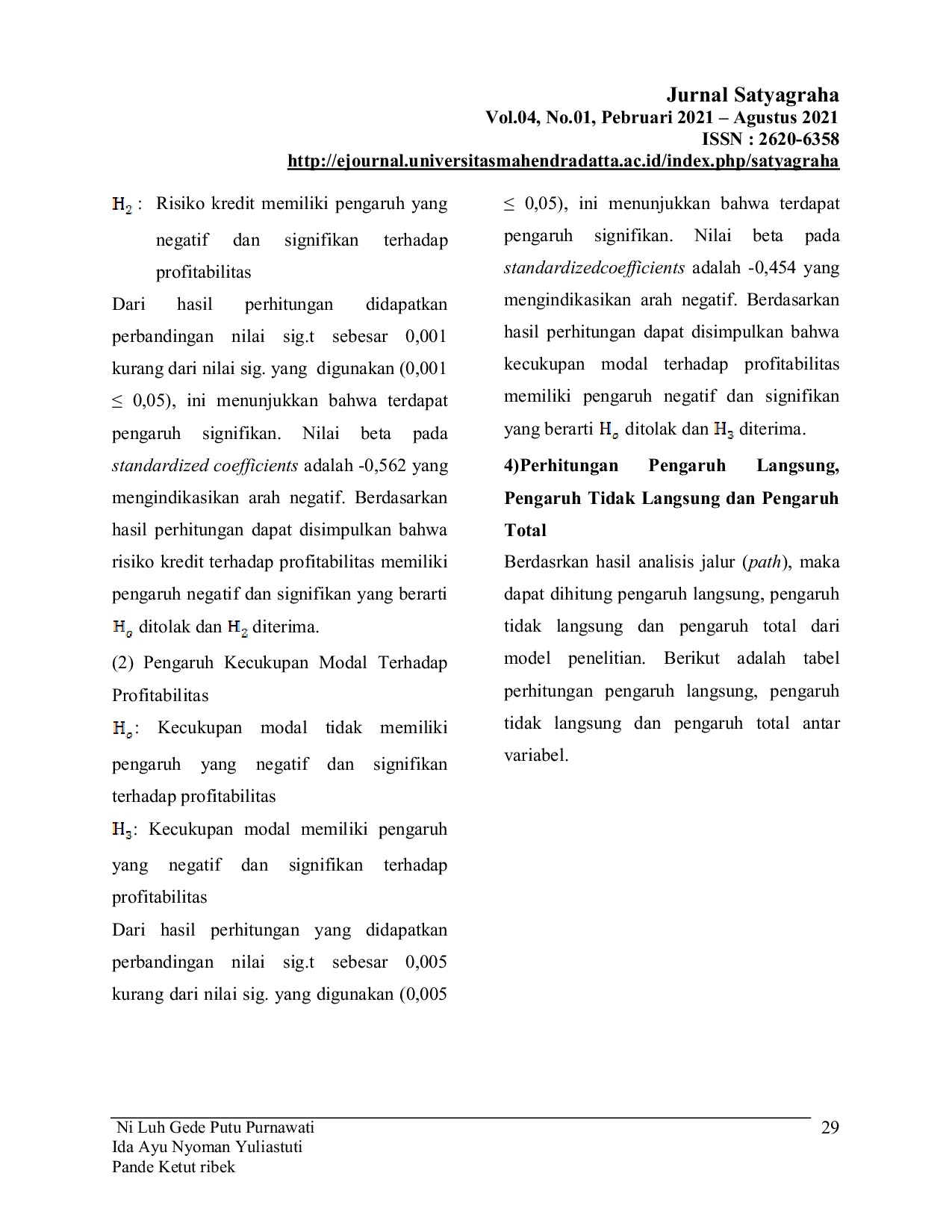 JURIS Peran Kecukupan Modal CAR Memediasi Pengaruh Risiko Kredit Terhadap Profitabilitas