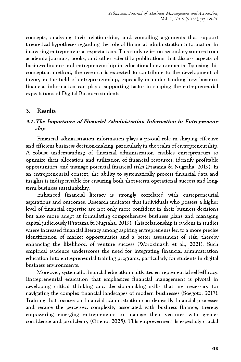juris The Impact of Financial Management Knowledge on Entrepreneurial Intentions Among Digital Business