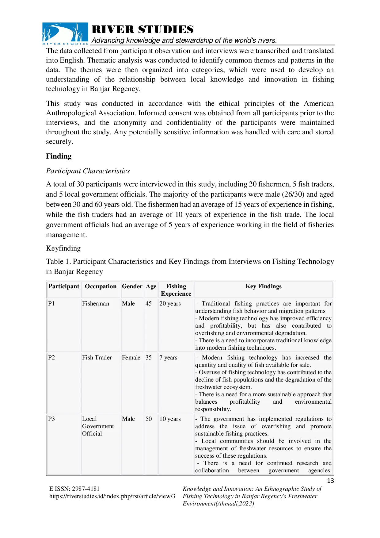 juris Local Knowledge and Innovation An Ethnographic Study of Fishing Technology in Banjar Regency s Freshwater Environment