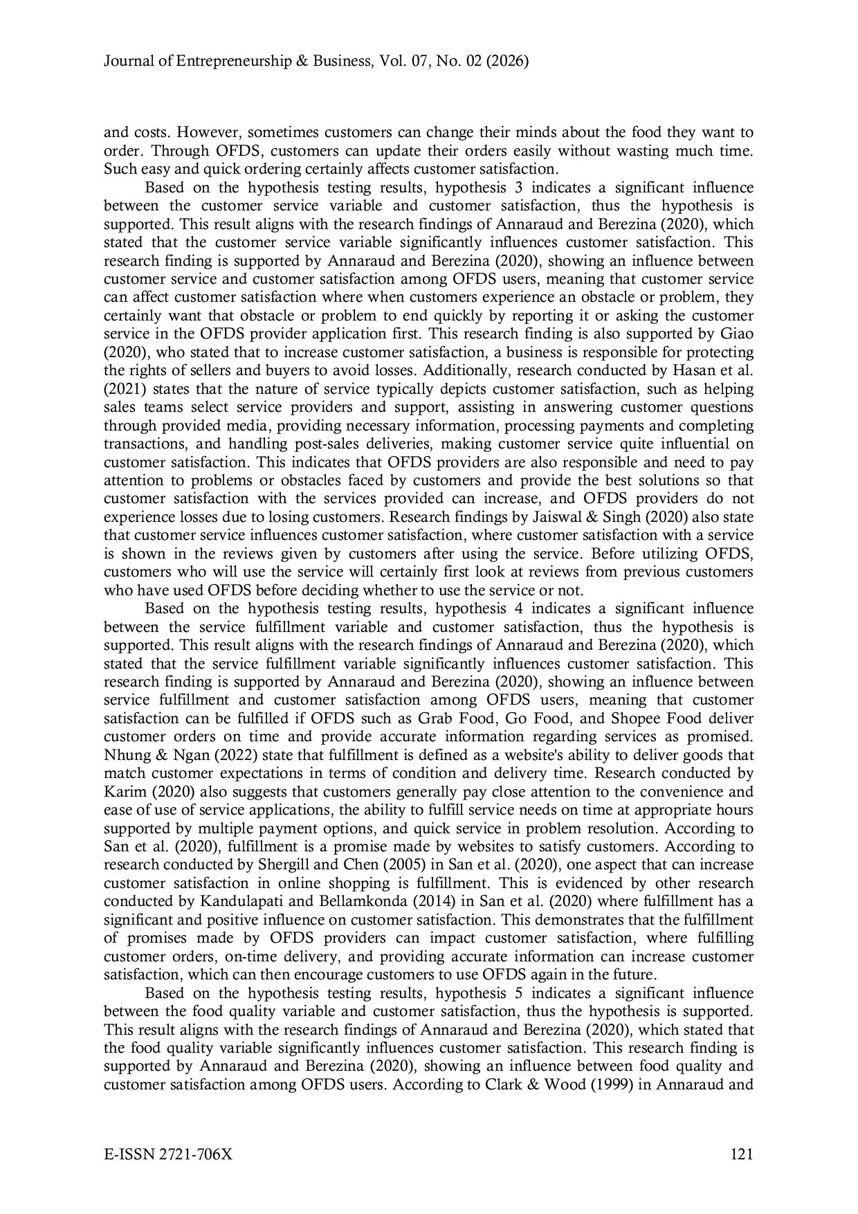 JURIS Understanding Behavioral Intentions in Online Food Delivery Services The Role of E SELFQUAL and Food Quality