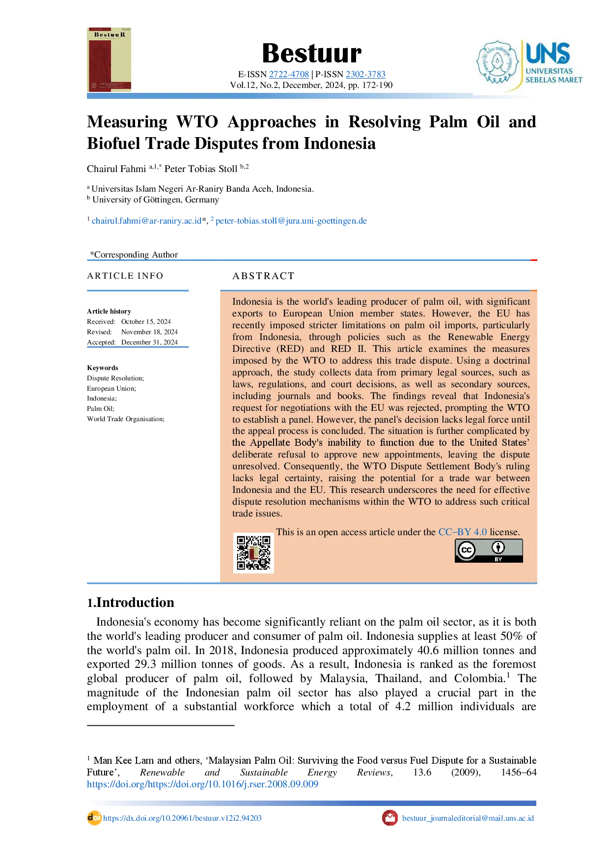juris Measuring WTO Approaches in Resolving Palm Oil and Biofuel Trade Disputes from Indonesia