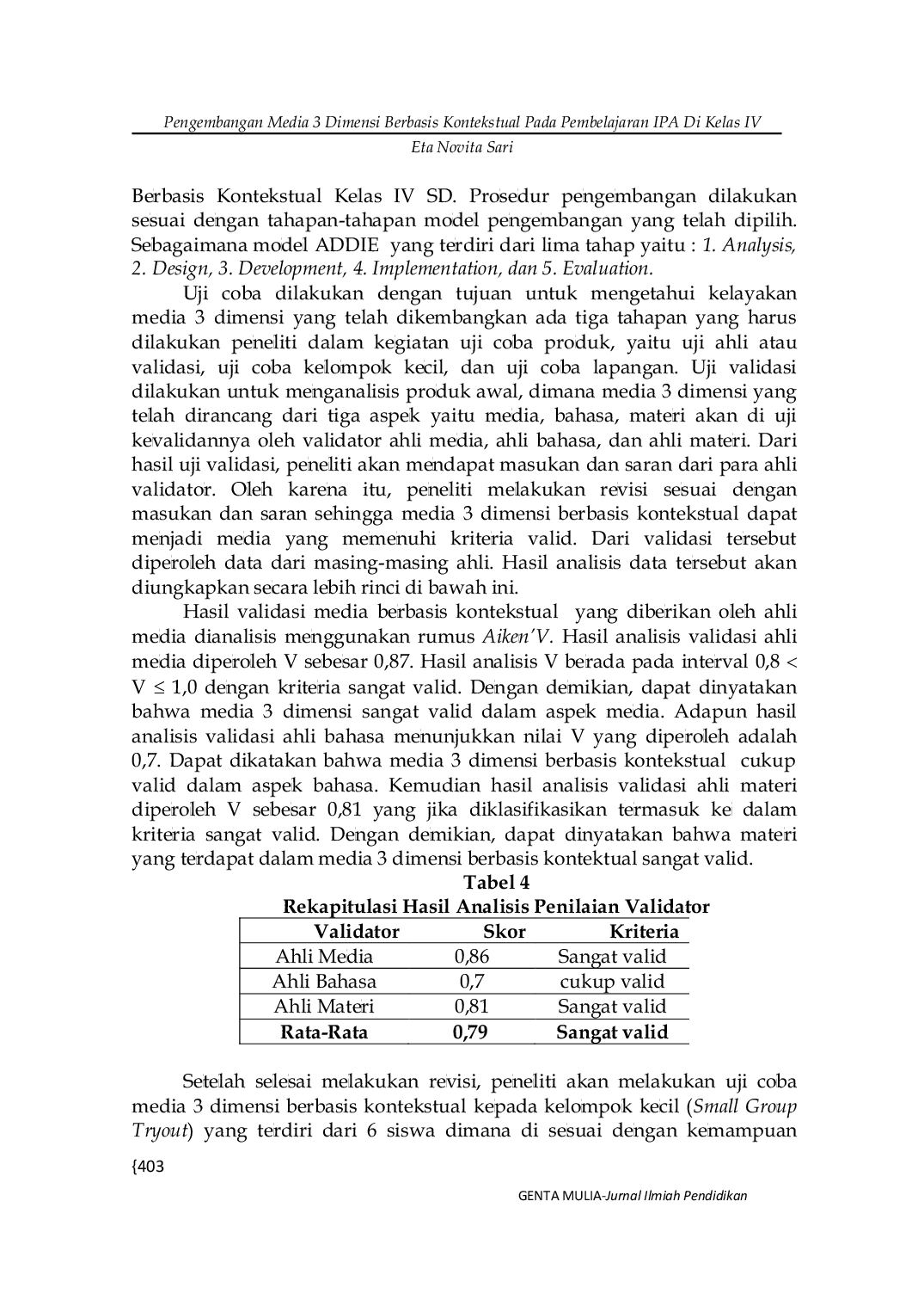 JURIS Pengembangan Media 3 Dimensi Berbasis Kontekstual Pada Pembelajaran IPA Di Kelas IV SD Negeri Rejosari