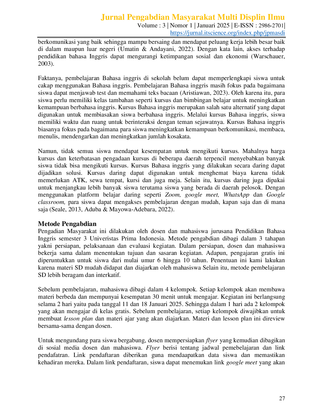 JURIS Pengajaran Bahasa Inggris Gratis Secara Online