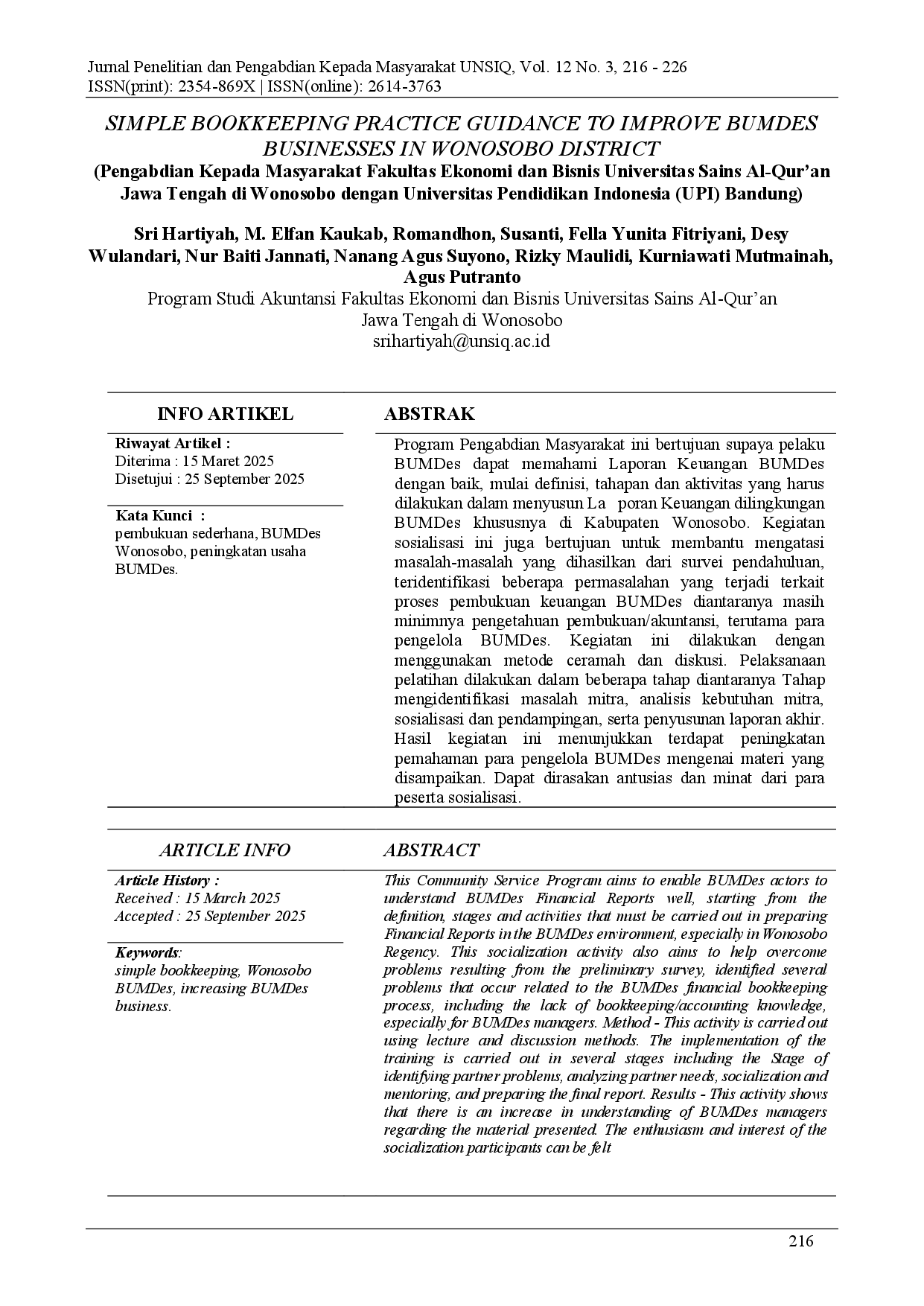 juris Simple Bookkeeping Practice Guidance To Improve Bumdes Businesses In Wonosobo District