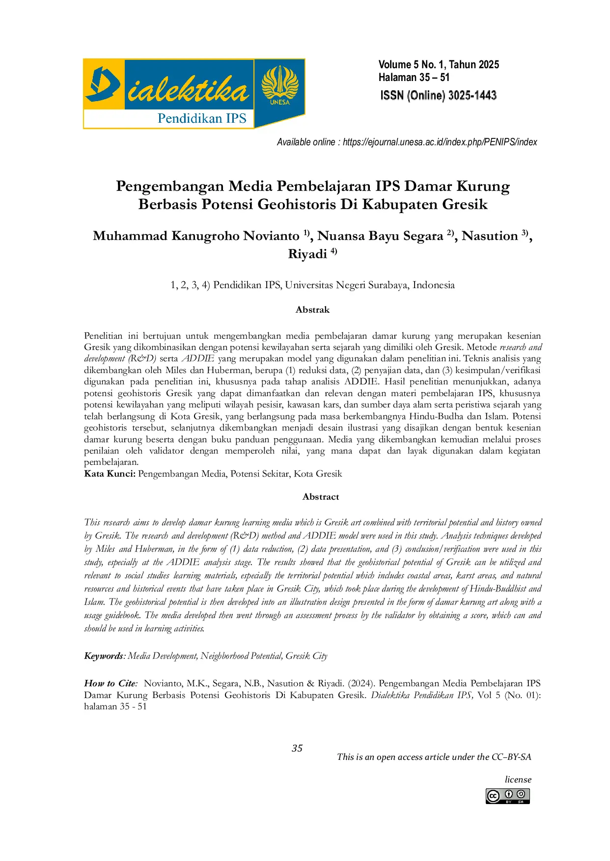 JURIS Pengembangan Media Pembelajaran Ips Damar Kurung Berbasis Potensi Geohistoris Di Kabupaten Gresik