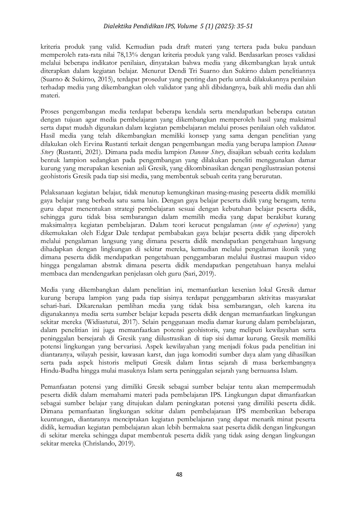 JURIS Pengembangan Media Pembelajaran Ips Damar Kurung Berbasis Potensi Geohistoris Di Kabupaten Gresik