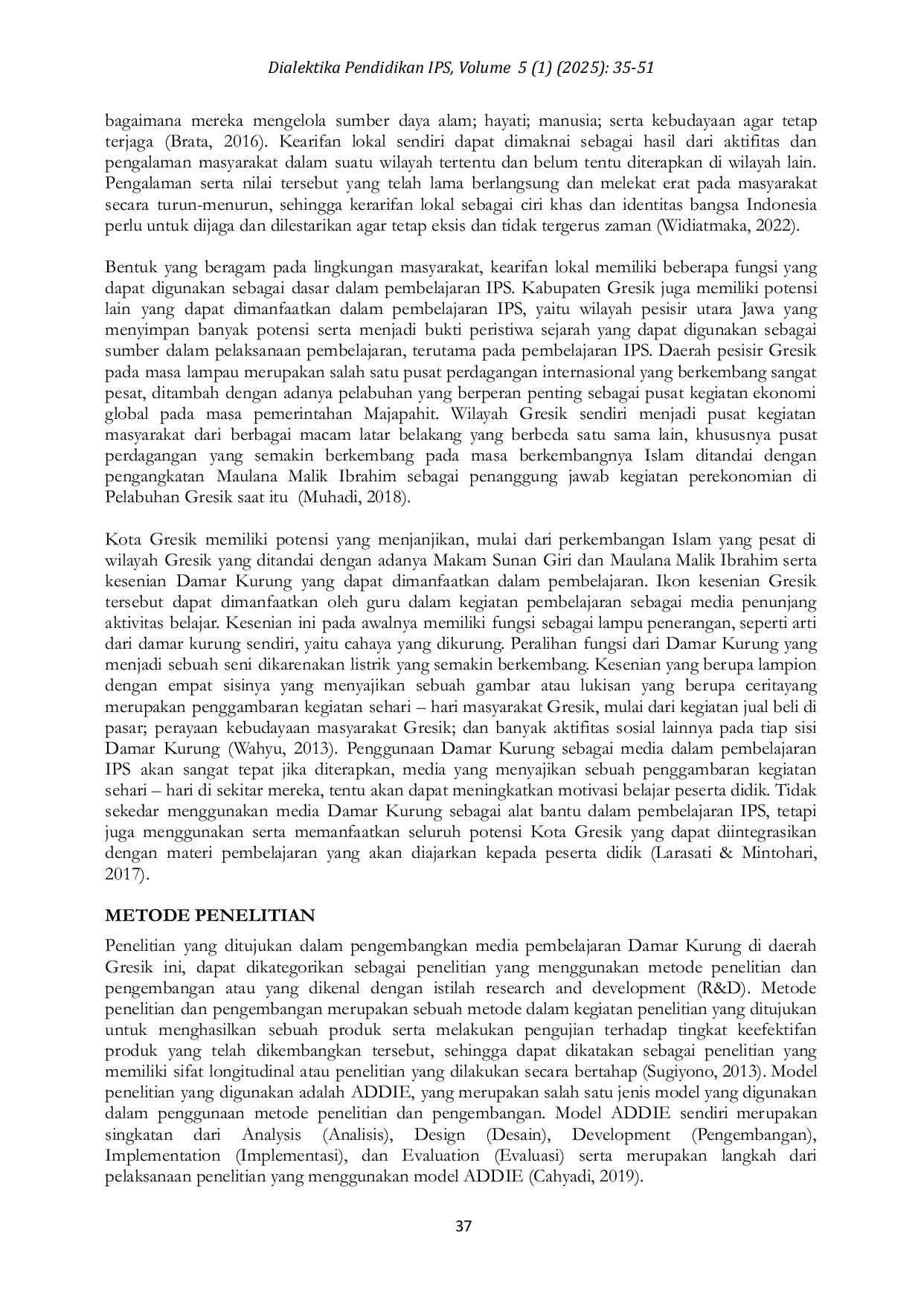 JURIS Pengembangan Media Pembelajaran Ips Damar Kurung Berbasis Potensi Geohistoris Di Kabupaten Gresik