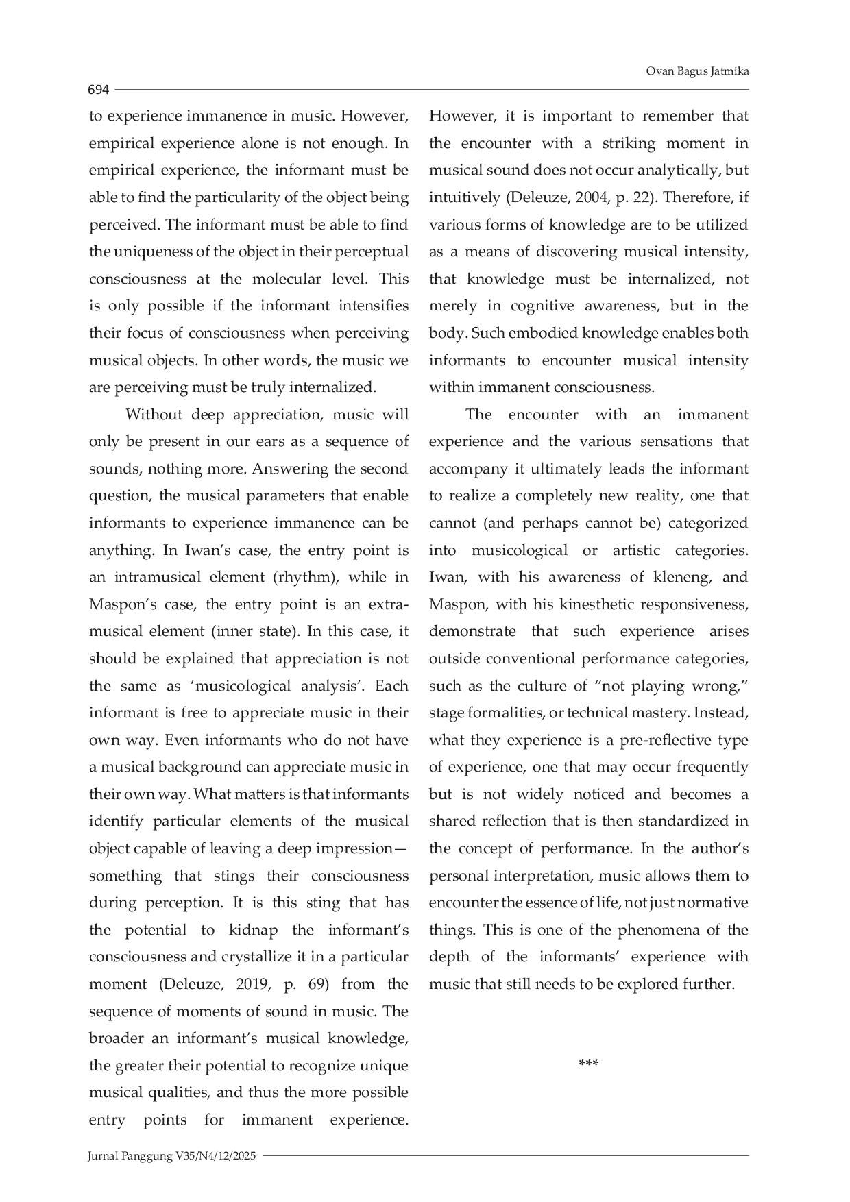 JURIS A Study of Aesthetic Experience in Music A Shift in Consciousness from Empirical to Immanent