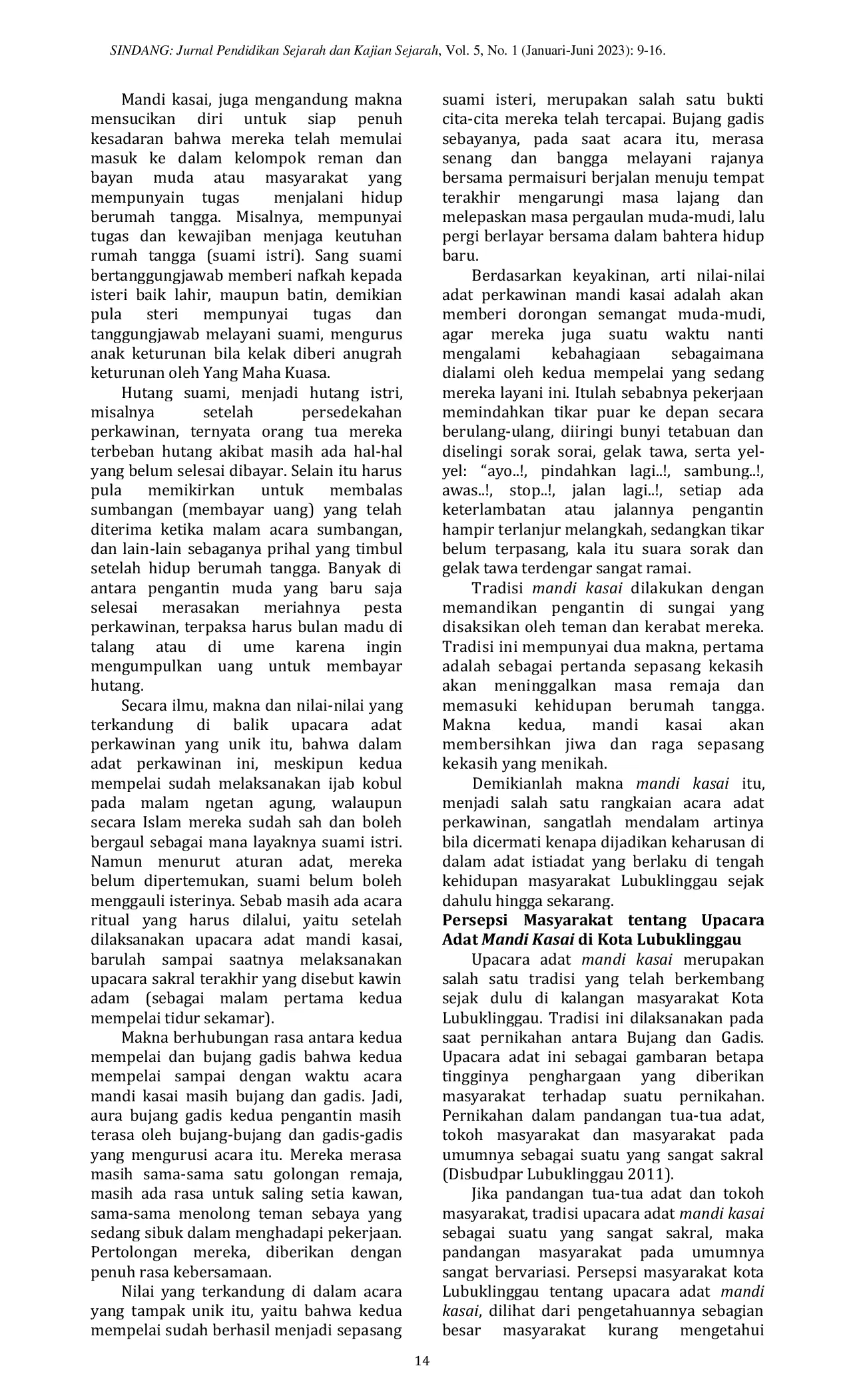 JURIS Tradisi Upacara Adat Mandi Kasai Kajian Etnografi di Kota Lubuklinggau