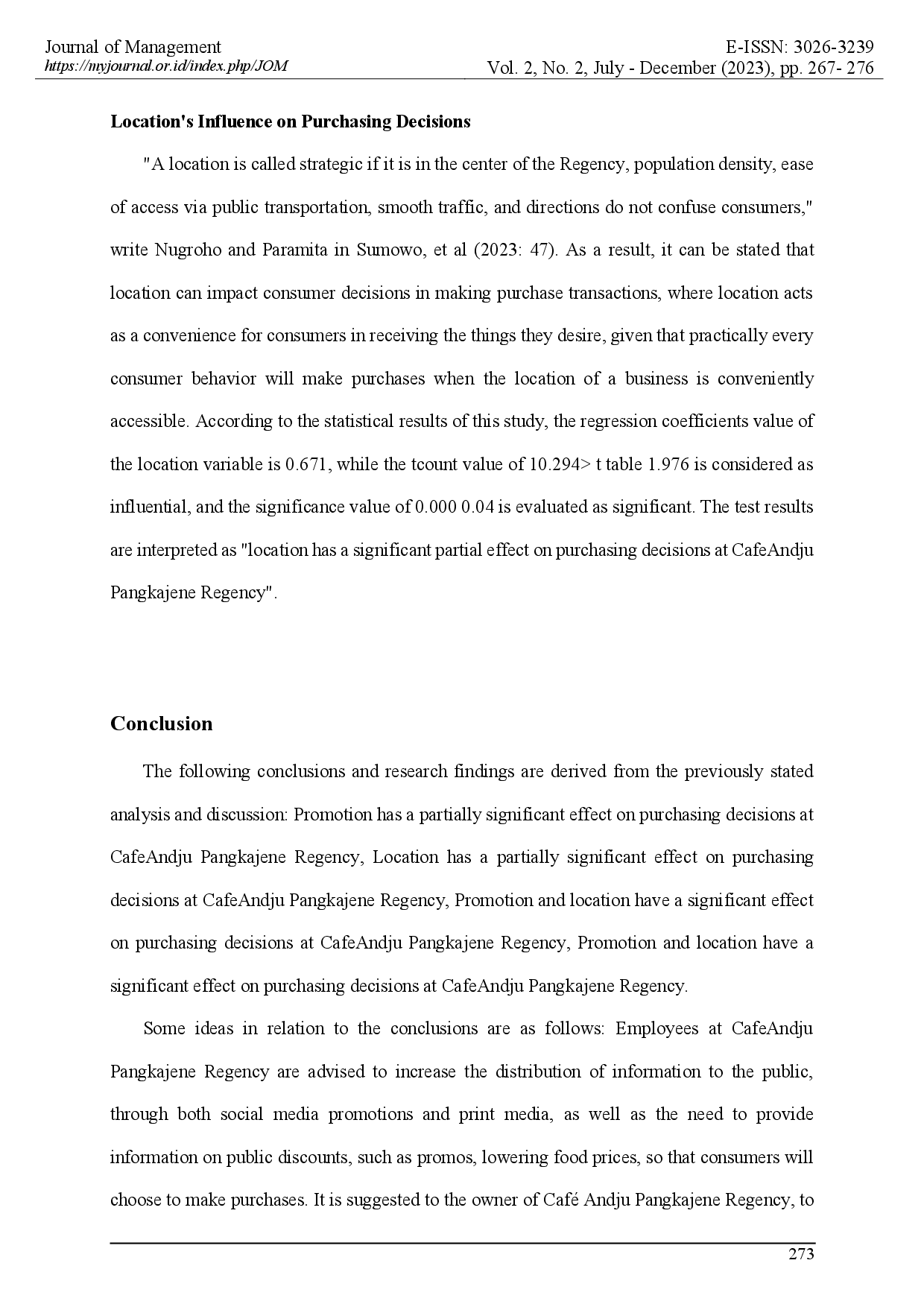 juris The Role Promotion and Location On Purchase Decisions