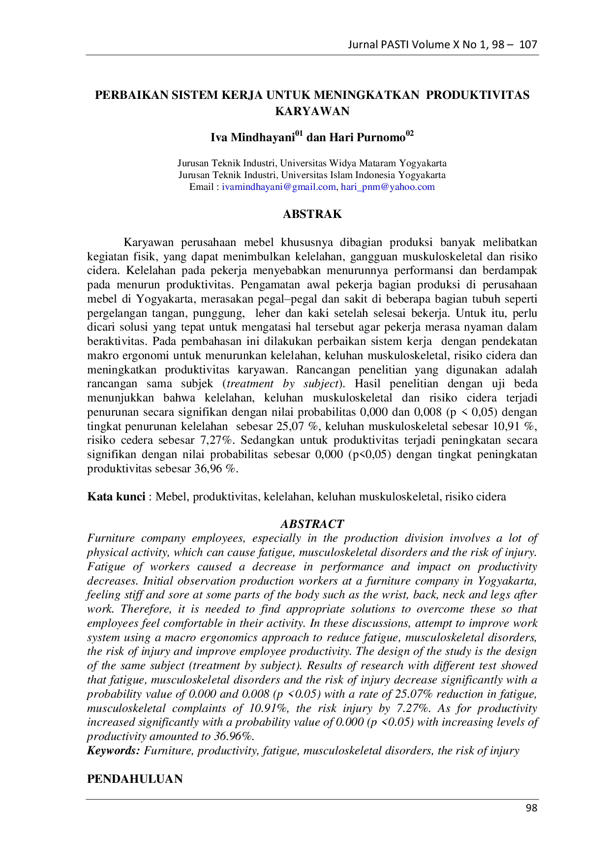 JURIS Perbaikan Sistem Kerja Untuk Meningkatkan Produktivitas Karyawan
