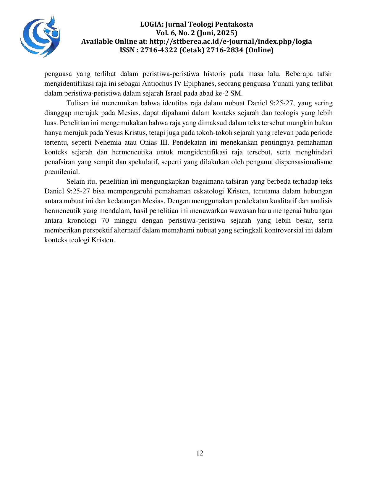 JURIS IDENTIFIKASI IDENTITAS RAJA DALAM DANIEL 9 25 27