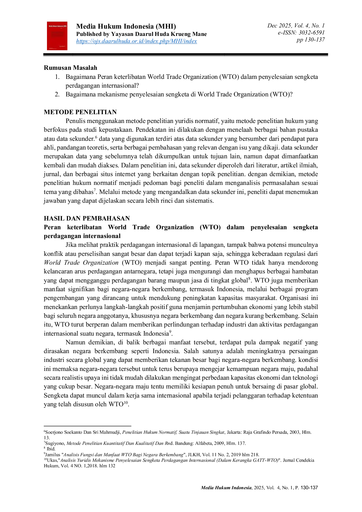 JURIS Peran World Trade Organization WTO Dalam Penyelesaian Sengketa Perdagangan Internasional