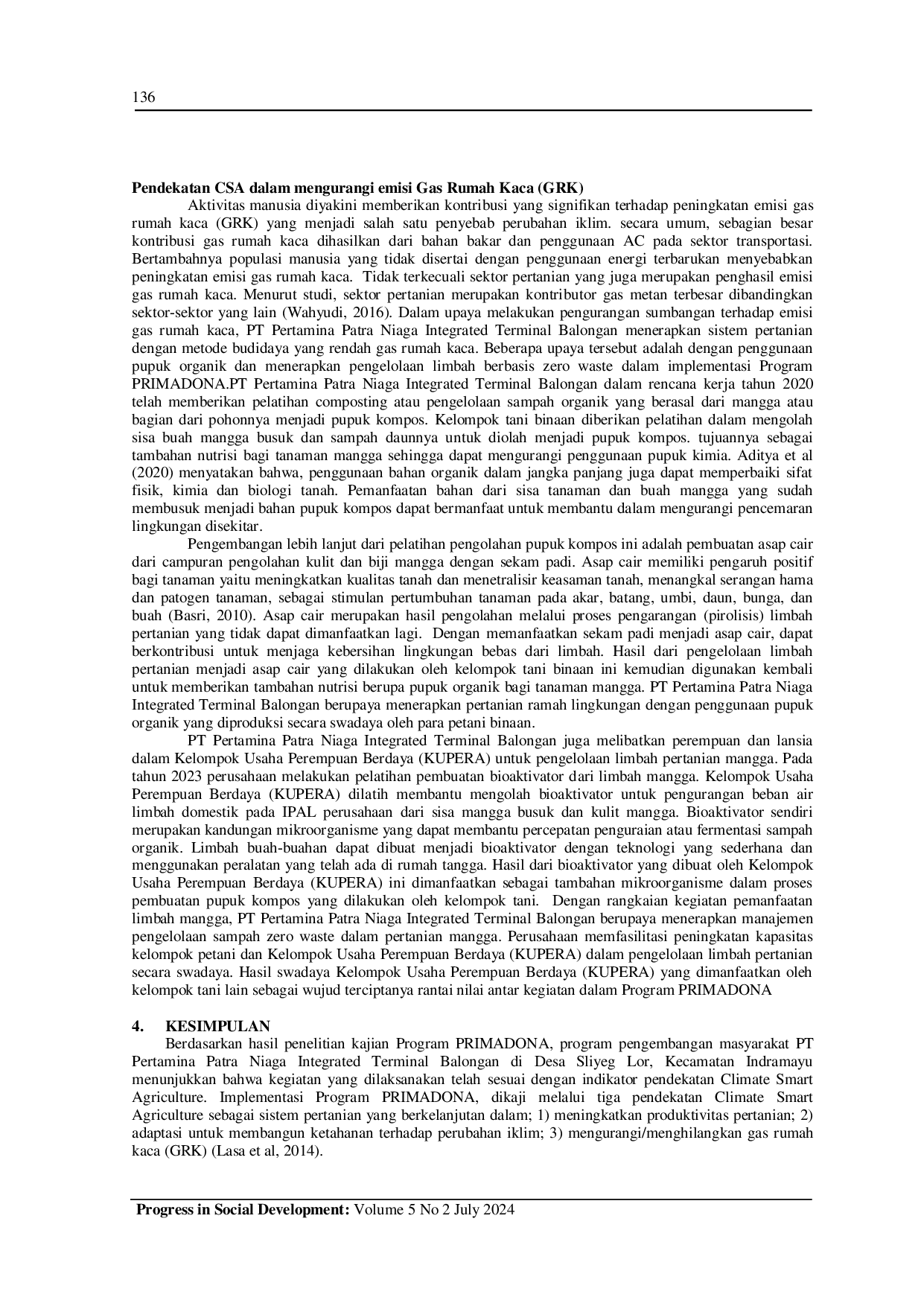 JURIS Application Of Climate Smart Agriculture In The Implementation Of The Primadona Program Sustainable Innovative Independent Mango Farming
