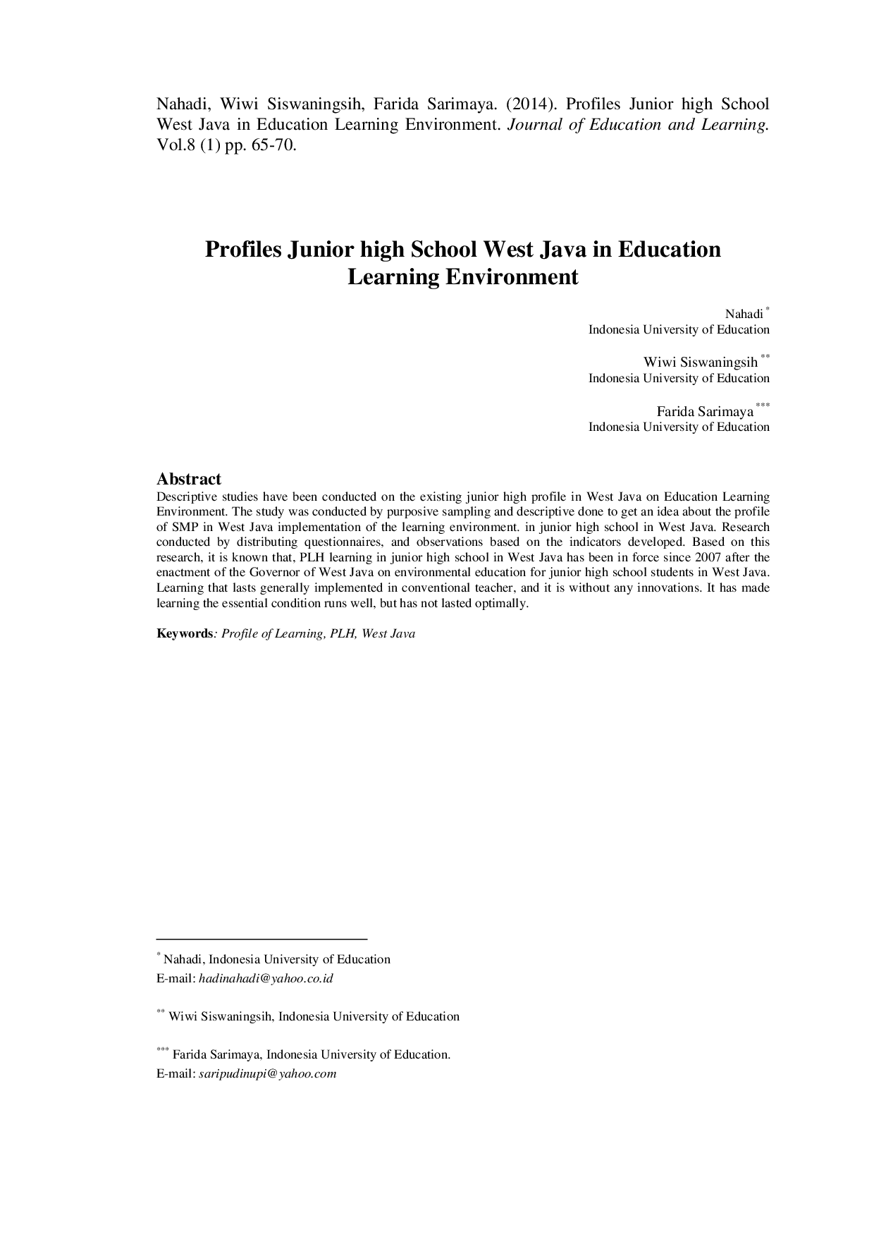 juris Profiles Junior high School West Java in Education Learning Environment