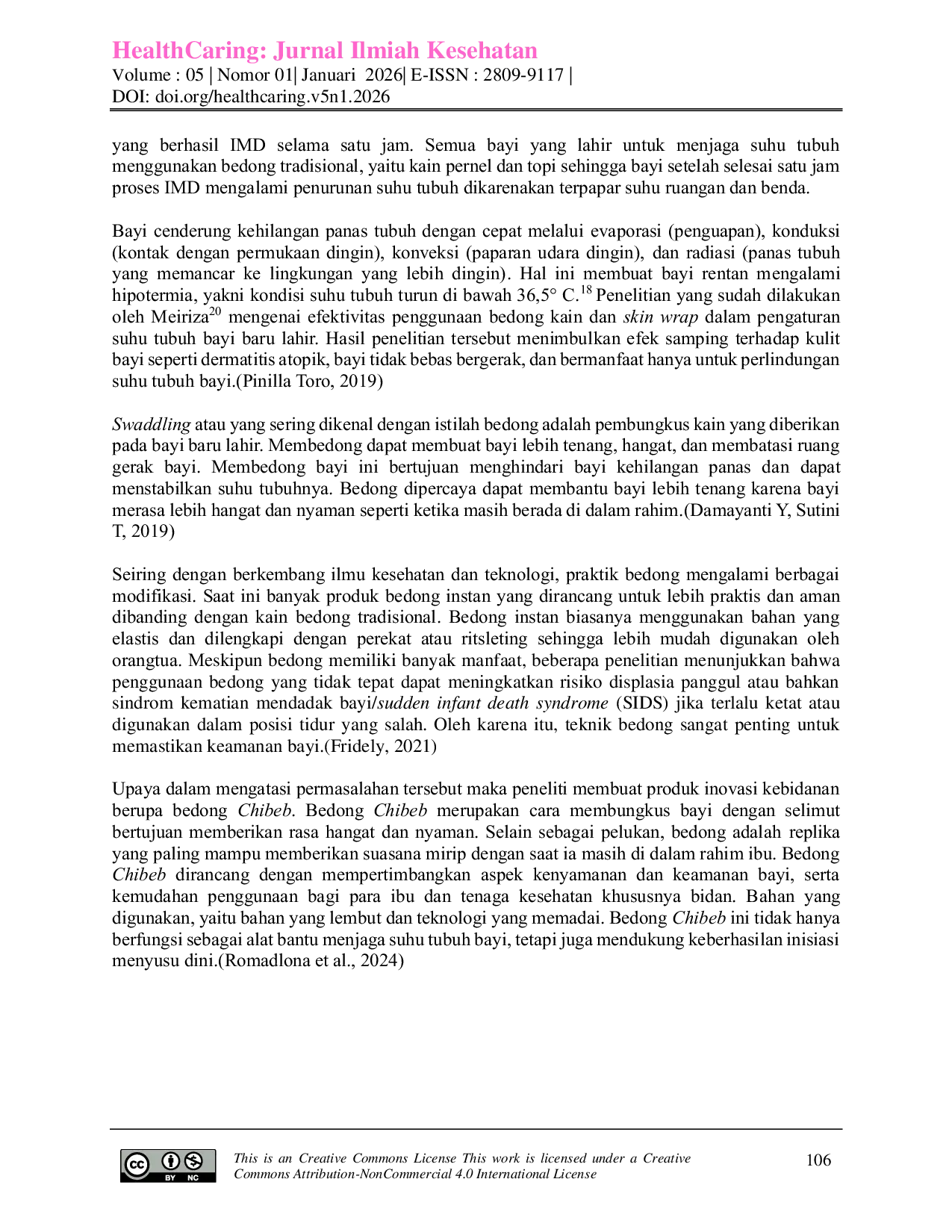 JURIS Inisiasi Menyusui Dini dengan Penggunaan Bedong Chibeb untuk Mendukung Keberhasilan Menyusui Dini dan Stabilisasi Suhu Tubuh Bayi