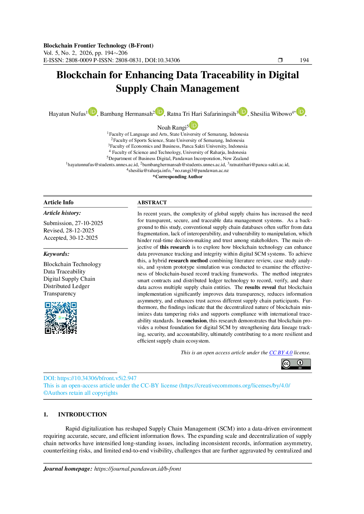 JURIS Blockchain for Enhancing Data Traceability in Digital Supply Chain Management