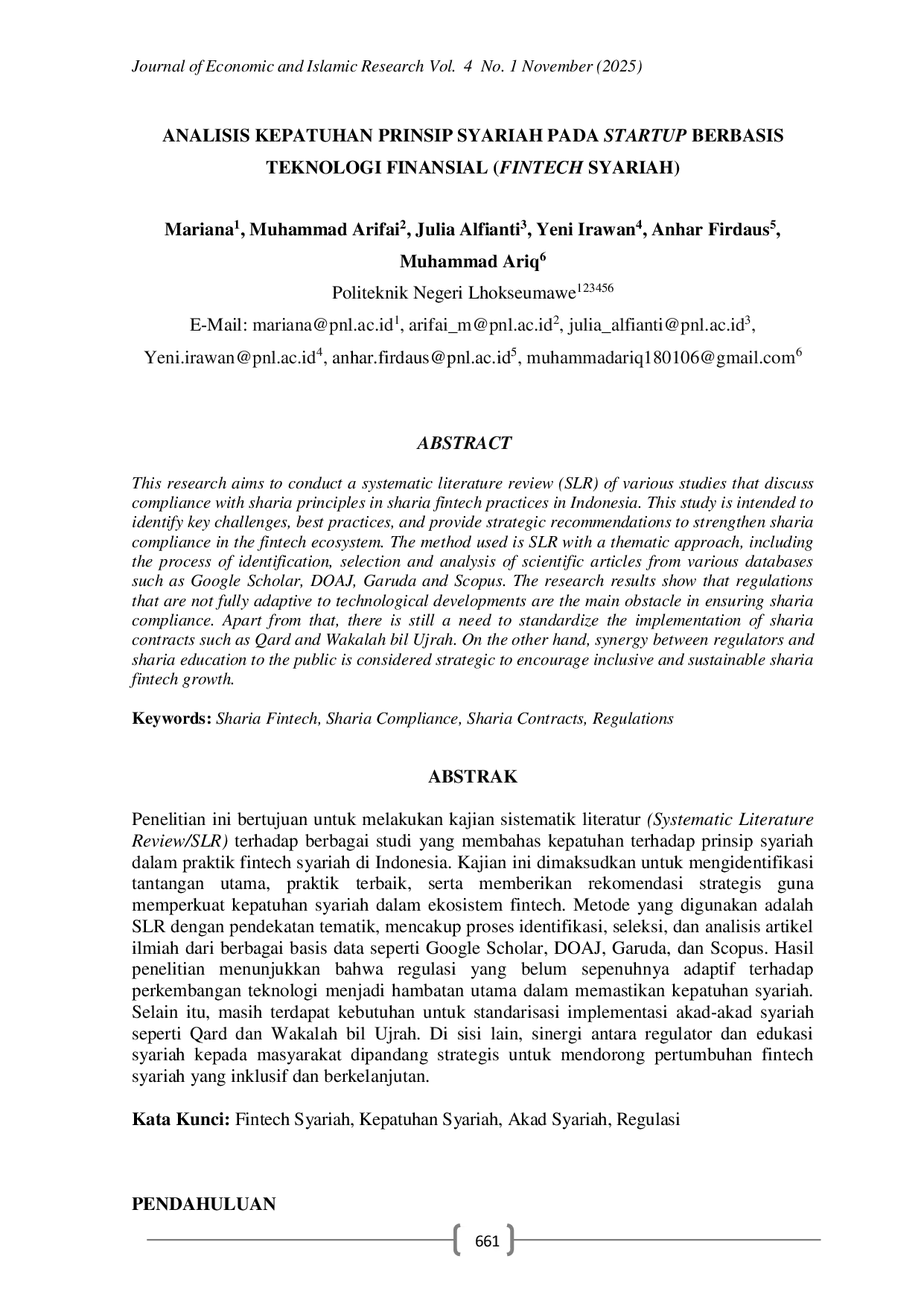 JURIS Analisis Kepatuhan Prinsip Syariah pada Startup Berbasis Teknologi Finansial Fintech Syariah