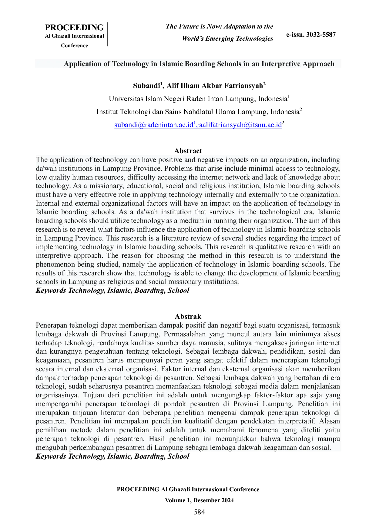JURIS Application of Technology in Islamic Boarding Schools in an Interpretive Approach