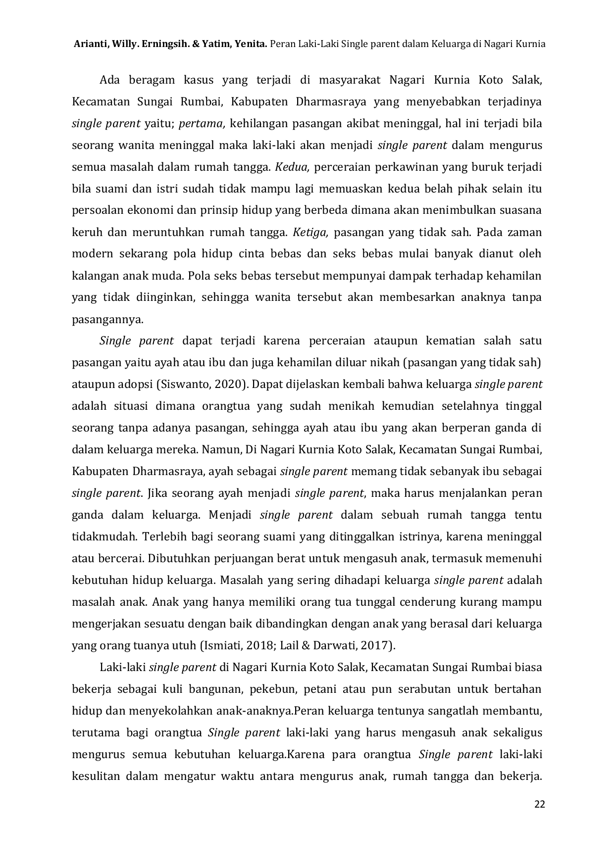 JURIS Peran Laki Laki Single Parent dalam Keluarga di Nagari Kurnia Koto Salak Kabupaten Dharmasraya