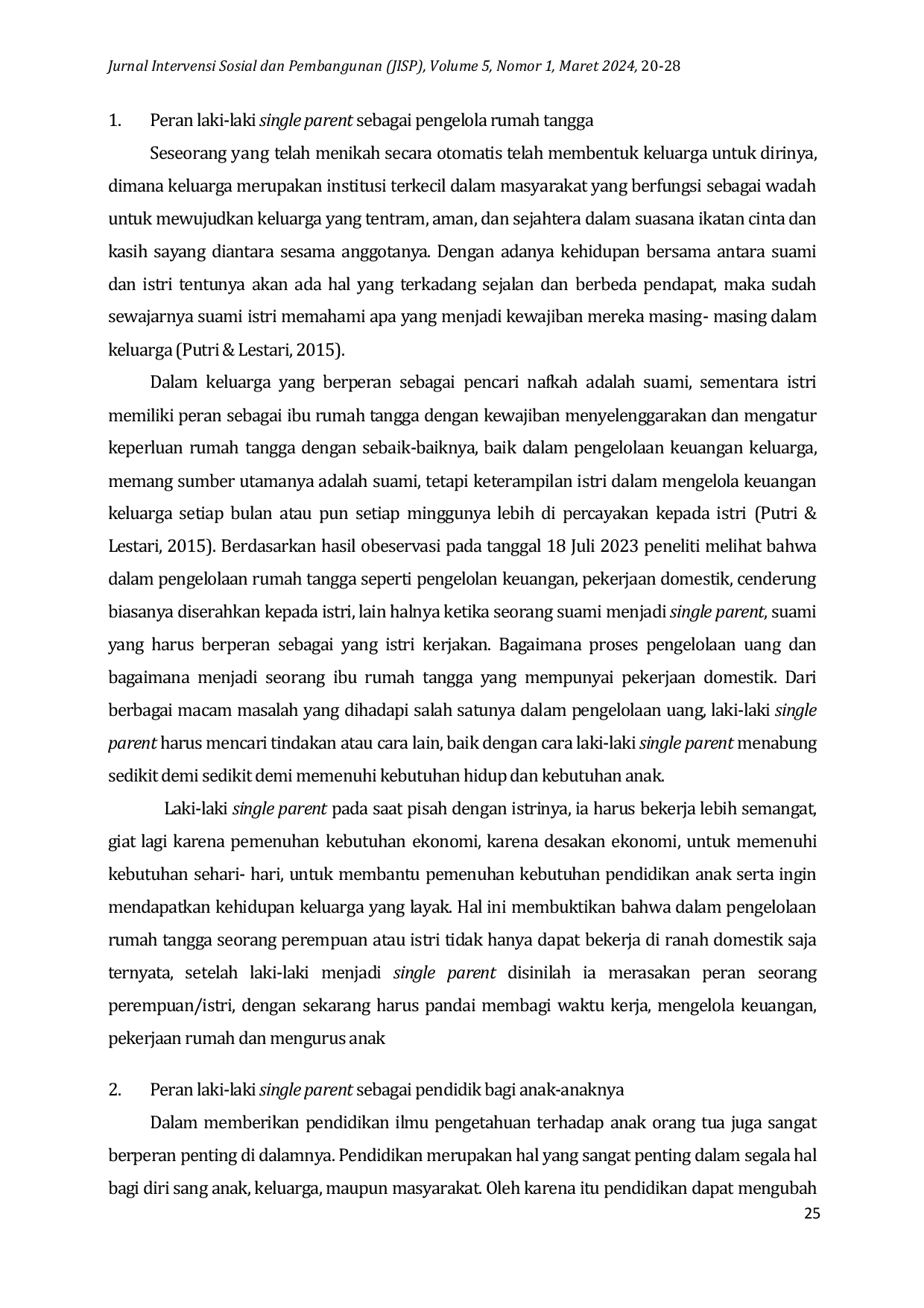 JURIS Peran Laki Laki Single Parent dalam Keluarga di Nagari Kurnia Koto Salak Kabupaten Dharmasraya