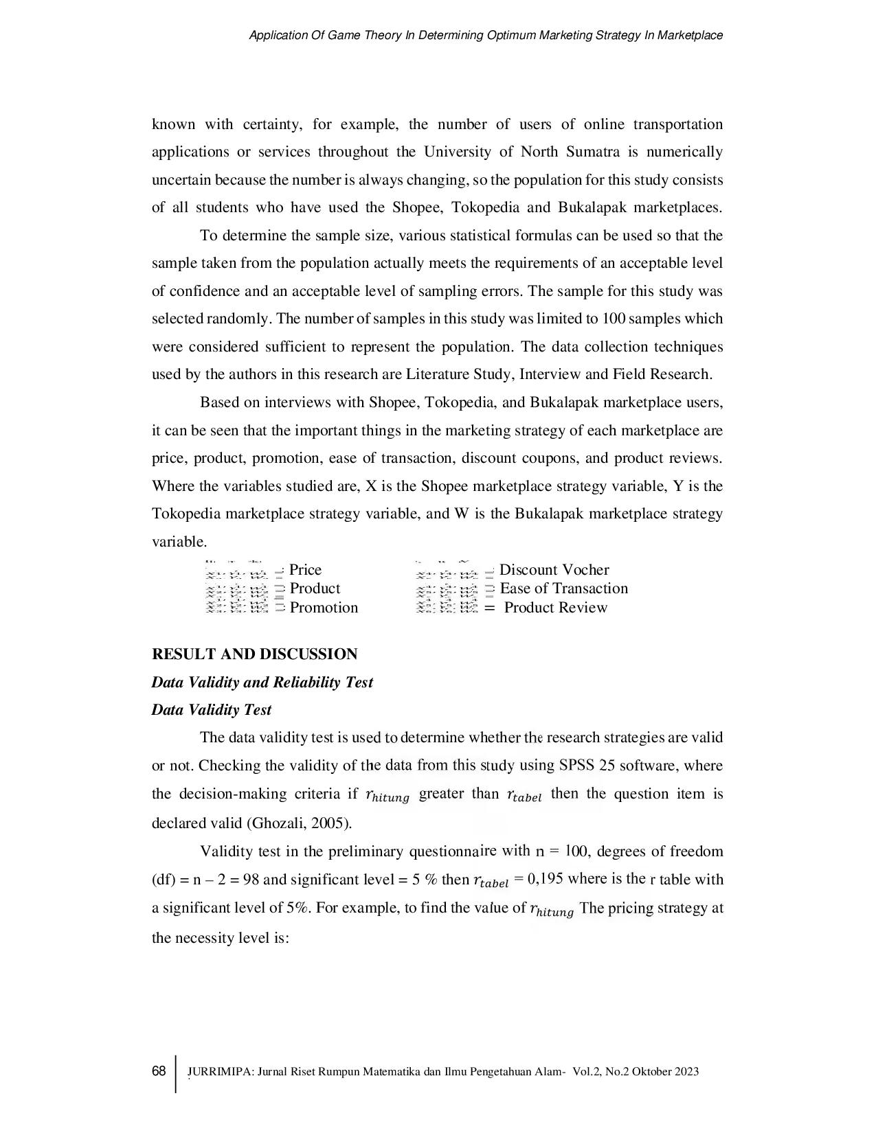 JURIS Application Of Game Theory In Determining Optimum Marketing Strategy In Marketplace