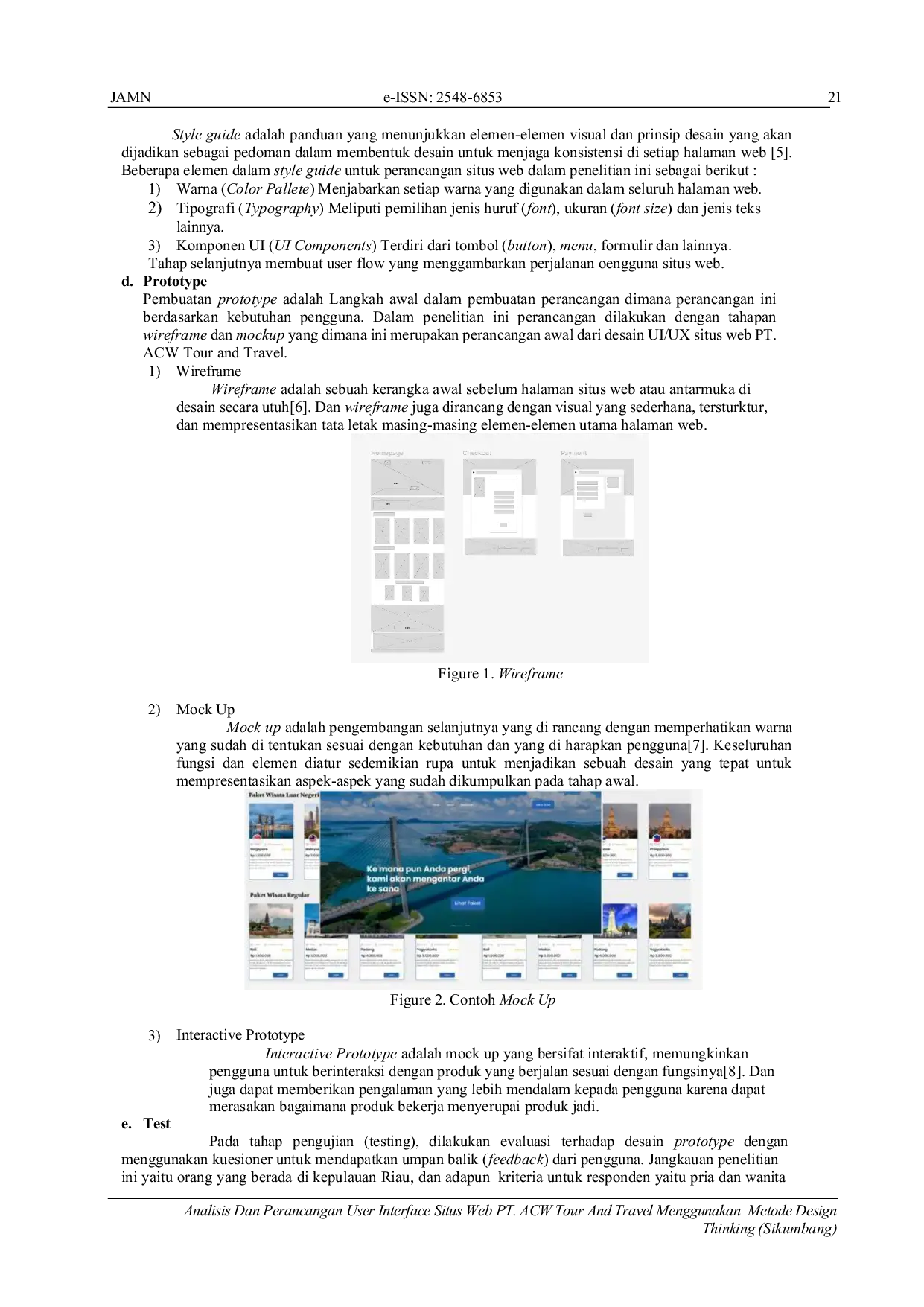 JURIS Analisis dan Perancangan Antarmuka Pengguna Situs Web PT ACW Tour dan Travel Menggunakan Metode Design Thinking