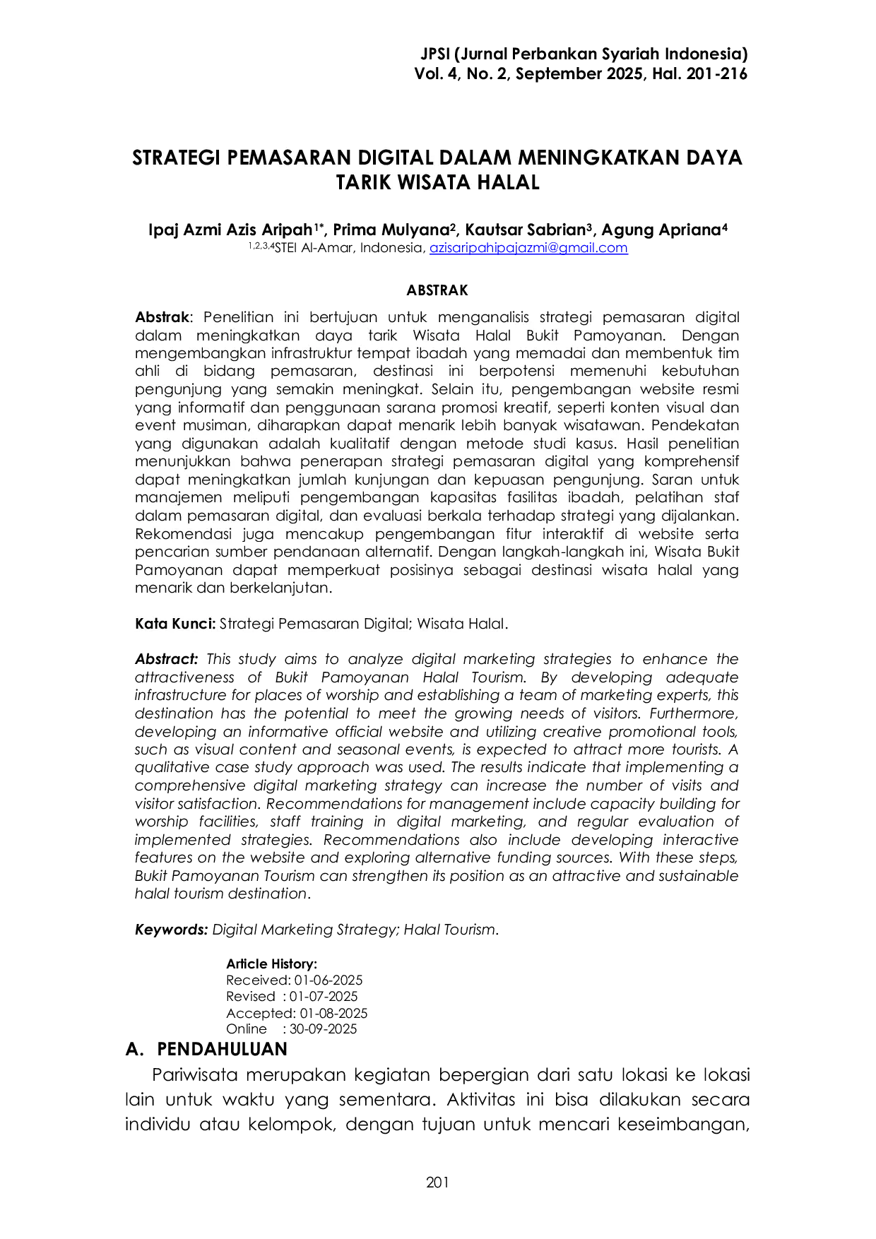 JURIS Strategi Pemasaran Digital Dalam Meningkatkan Daya Tarik Wisata Halal
