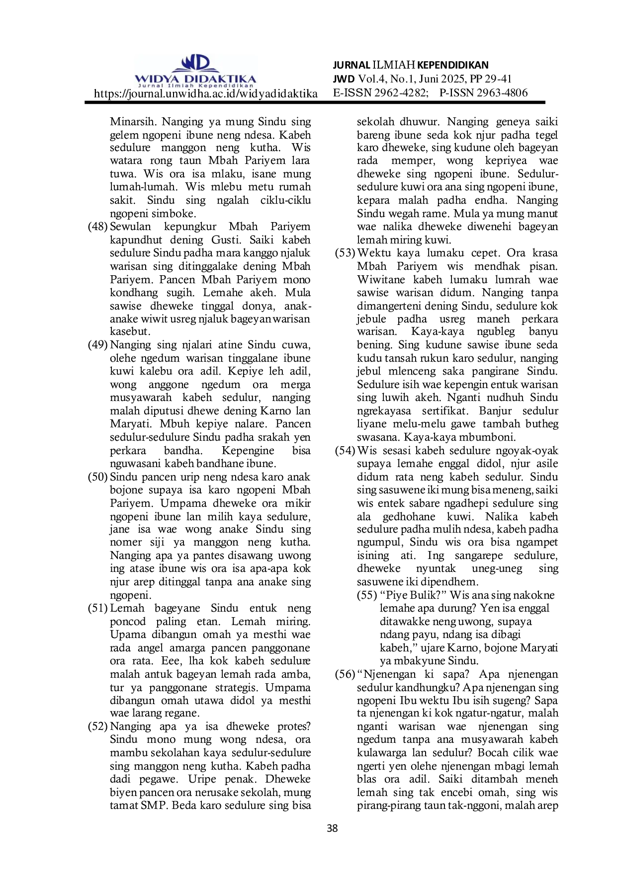 JURIS Analisis Wacana Cerpen Warisan Dalam Majalah Panjebar Semangat No 33 14 Agustus 2021