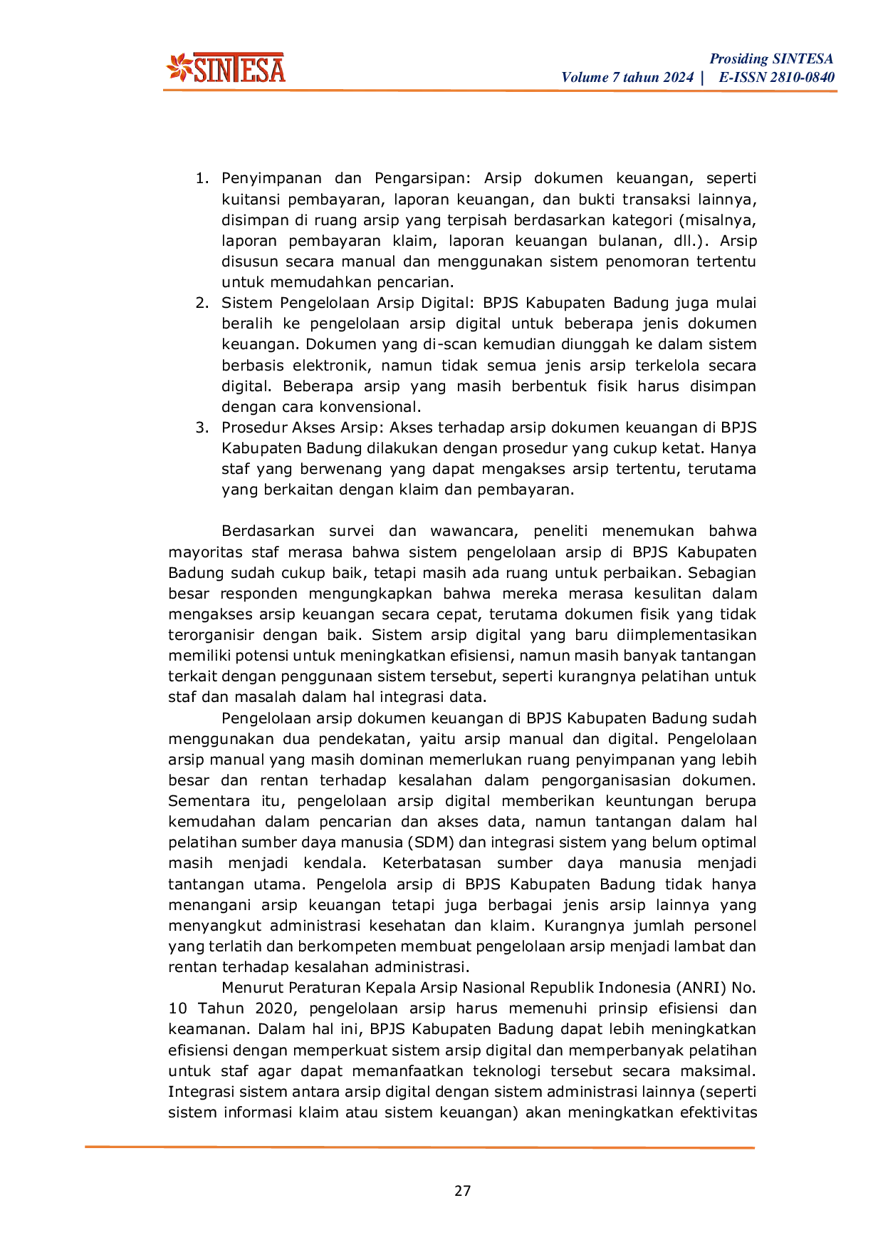 JURIS Pengelolaan Arsip Dokumen Keuangan Di BPJS Kesehatan Kabupaten Badung