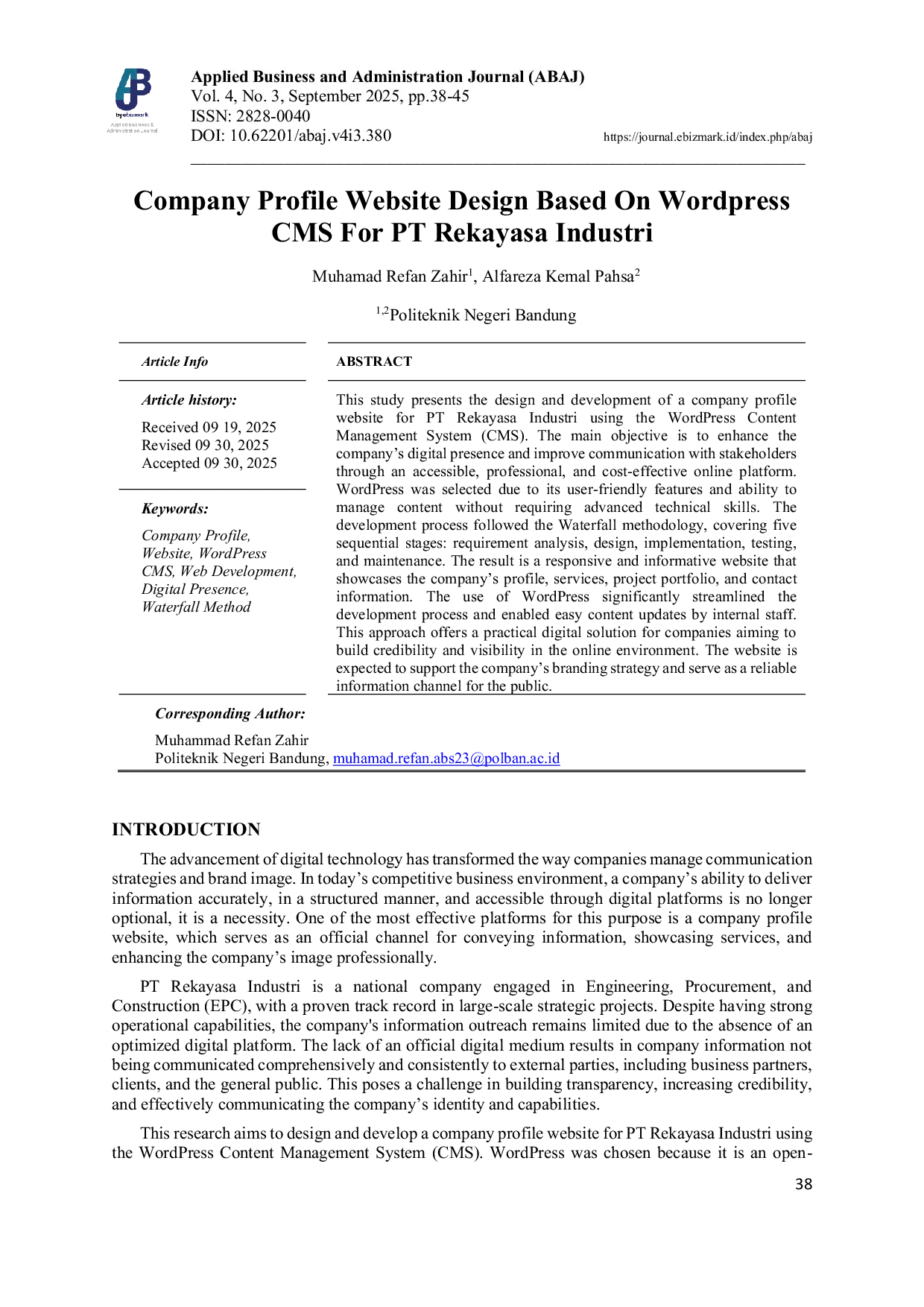 JURIS Company Profile Website Design Based On WordpressCMS For PT Rekayasa Industri