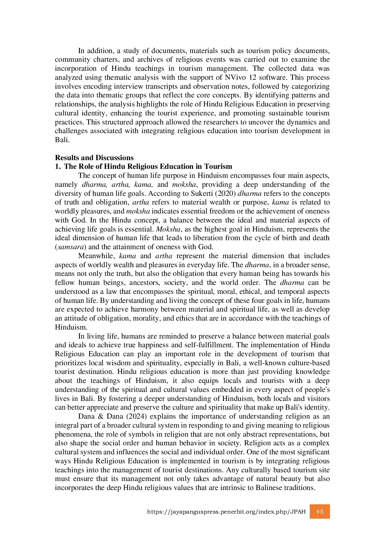 JURIS Implementation of Hindu Religious Education in Tourism Development Building Local Wisdom and Spirituality