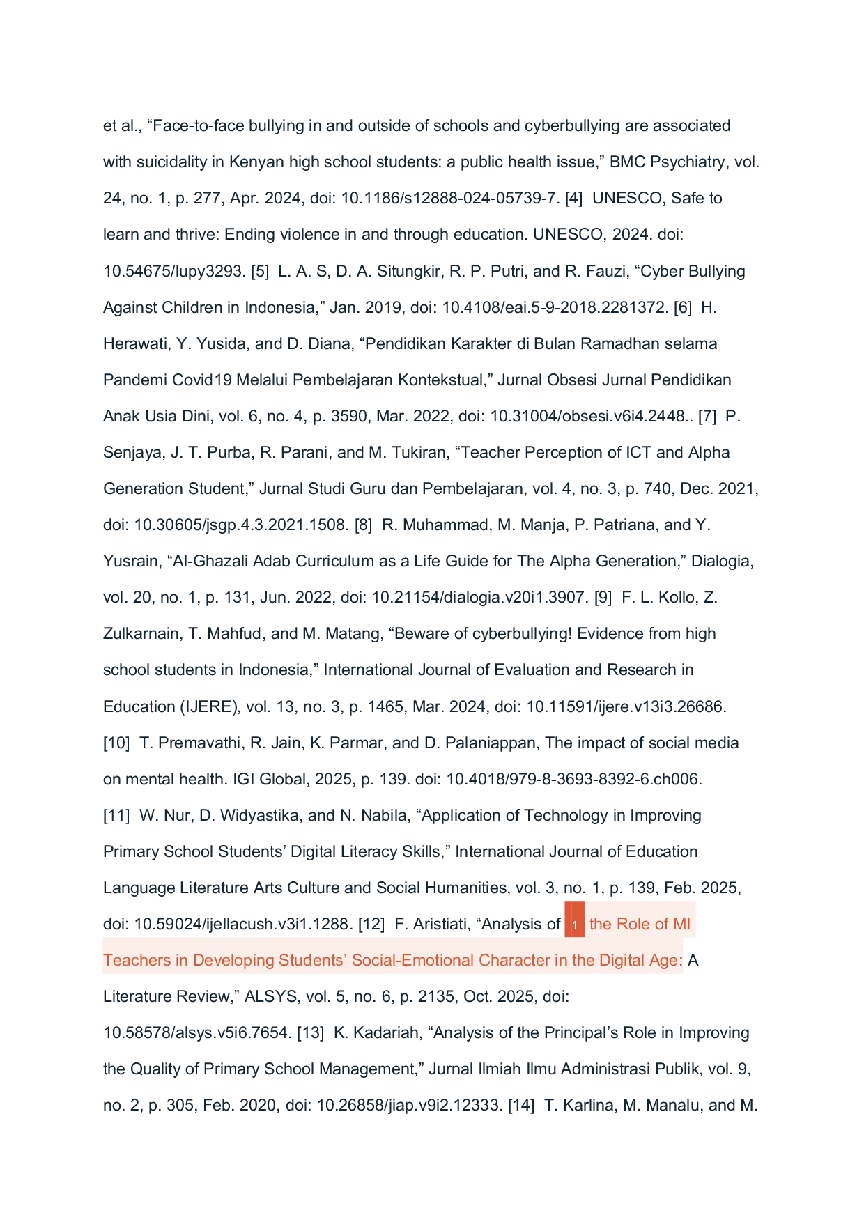 JURIS The Role of Teachers in Addressing the Bullying Phenomenon in the Digital Era for Generation Alpha in Elementary Schools