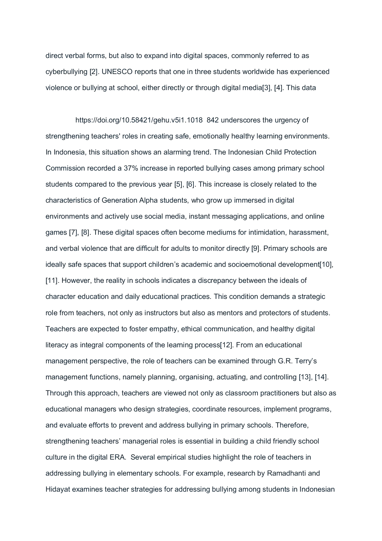 JURIS The Role of Teachers in Addressing the Bullying Phenomenon in the Digital Era for Generation Alpha in Elementary Schools