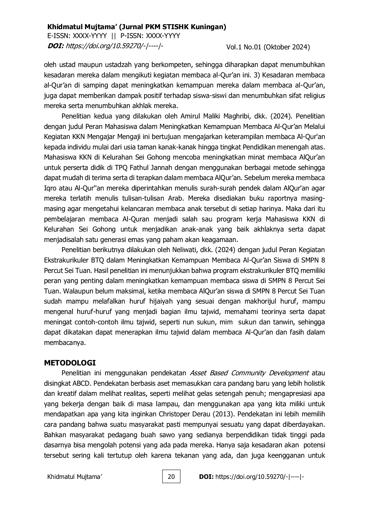 JURIS Pemberdayaan Ibu Ibu Desa Paniis melalui Halaqoh dan Tahsin