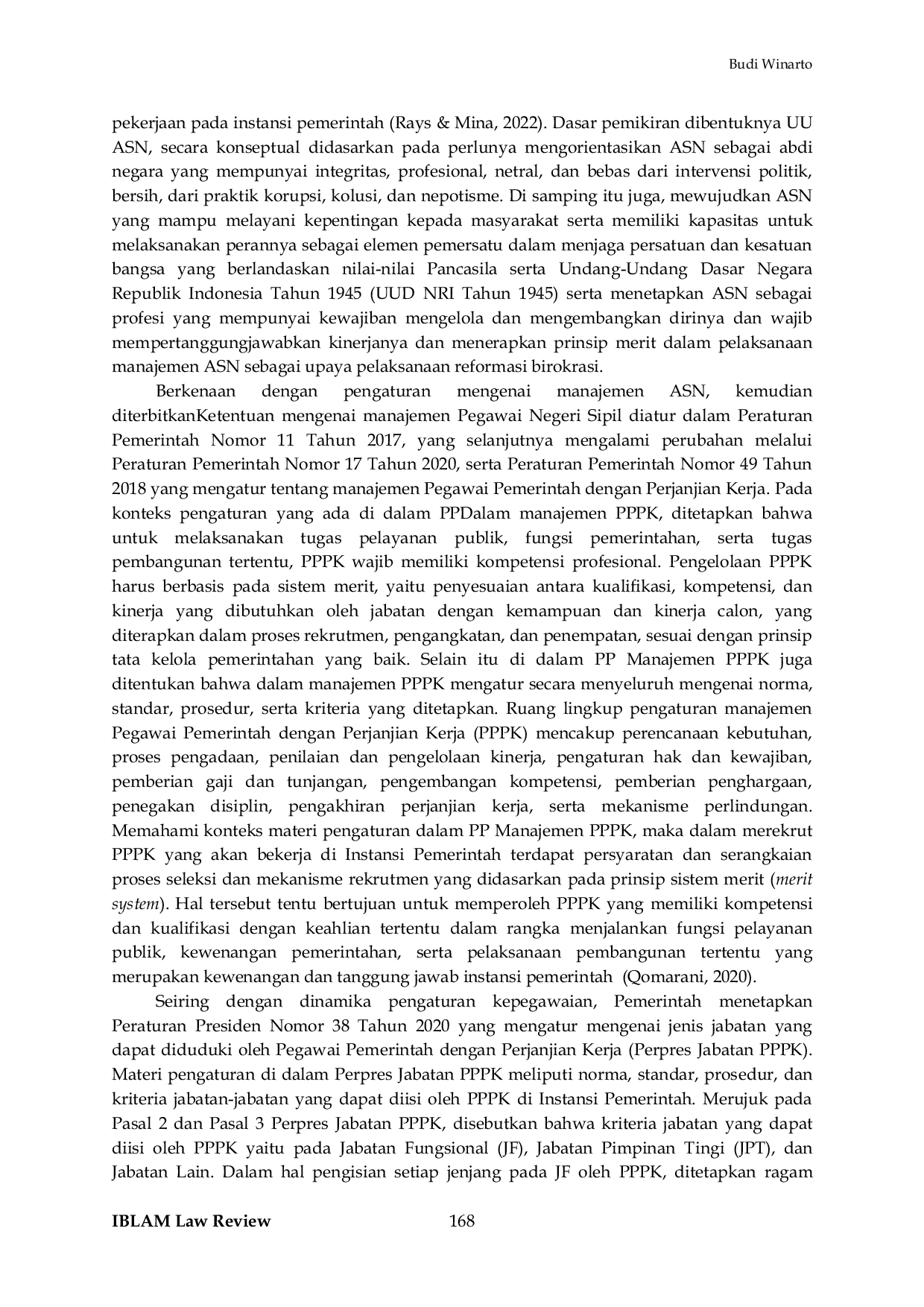 JURIS Sinkronisasi Hukum Pengisian Jabatan Fungsional Penggerak Swadaya Masyarakat oleh Pegawai Pemerintah dengan Perjanjian Kerja